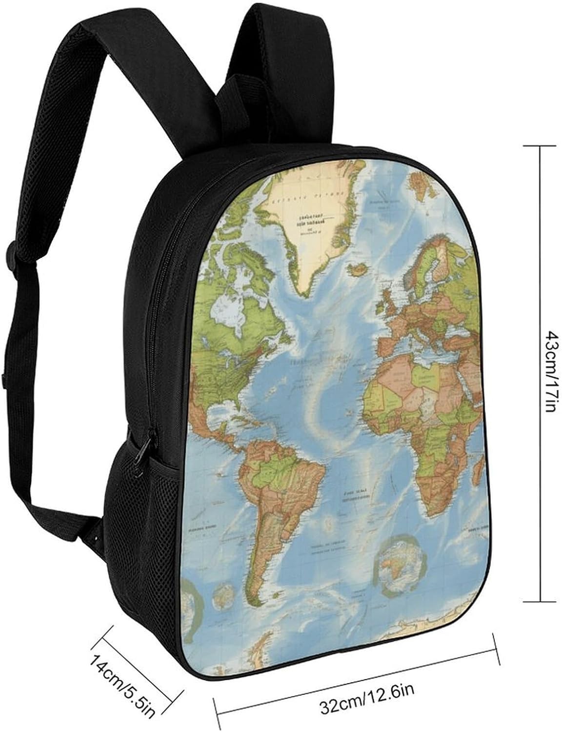 MUSM World Map Backpack Heavy Duty 17 Inch Laptop Backpack image 2