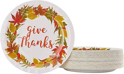 Juvale Paquete de 80 platos de papel de Acción de Gracias, suministros para fiestas navideñas, tema de otoño (9 pulgadas)