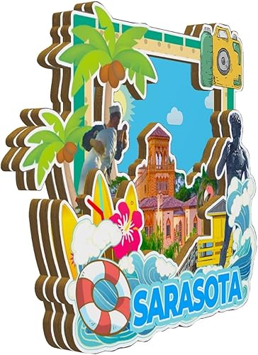 Miniatura 2 de Imán de madera para nevera de Sarasota, Florida, Estados Unidos, 3D, monumentos, viajes, coleccionables, recuerdos, decoración hecha a mano -2668