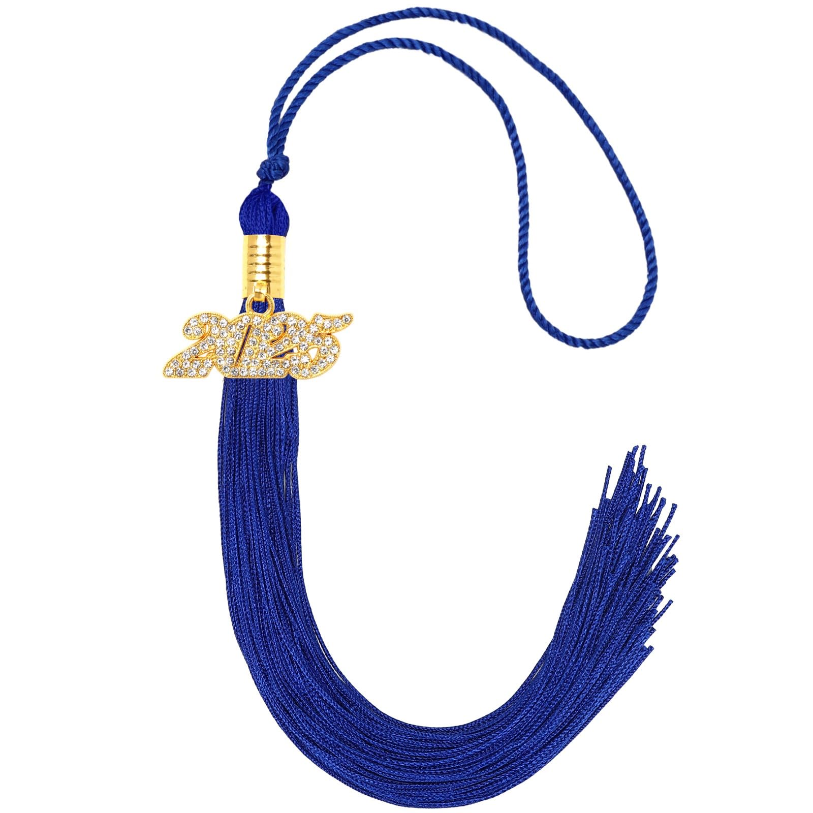 JULMELON 2025 Graduation Tassel, 2025 Graduation Cap Tassel with Bling Charm, 2025 Grad Graduate Hat Ceremonies Accessories (Royal Blue)