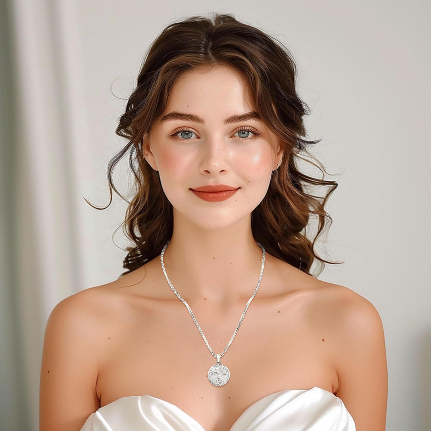 Tree of Life Necklace Tree of Life Pendant 925 Sterling Silver Abalone Shell Opal Malachite Turquoise Moonstone Crystal Necklace Celtic Knot Family Tree Jewelry for Men Women Fathers Day - Image 5