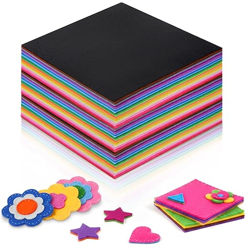 120 Pcs 12 x 12 Inch Felt Sheets for Craft, 40 Color 1 mm Thickness Stiff Felt Squares Stiff Paper Bulk for Sewing Patchwork DIY Crafting Projects Decoration