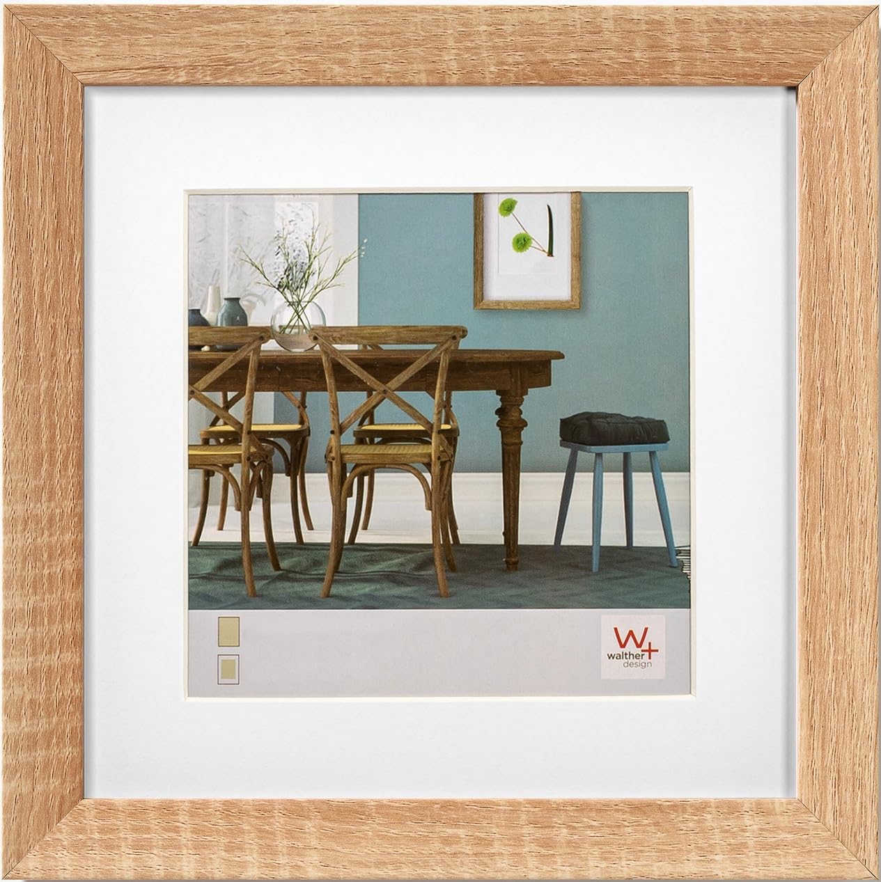 walther design EF330E3 Fiorito Picture Frame, Light Oak, 30 x 30 cm, Pack of 3, Wooden Frame with Passe-Partout