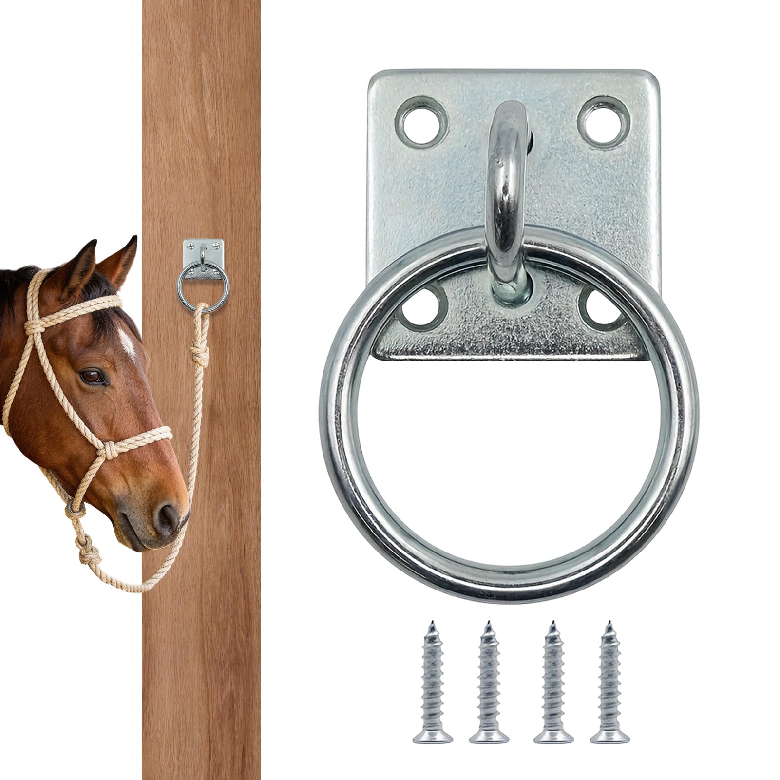 Fijación para arneses de caballo | de amarre cuadrado para pared | Equipo y accesorios para caballos - para Montaje, Entrenamiento, Atar, Acicalado, Cabestro de Remolque