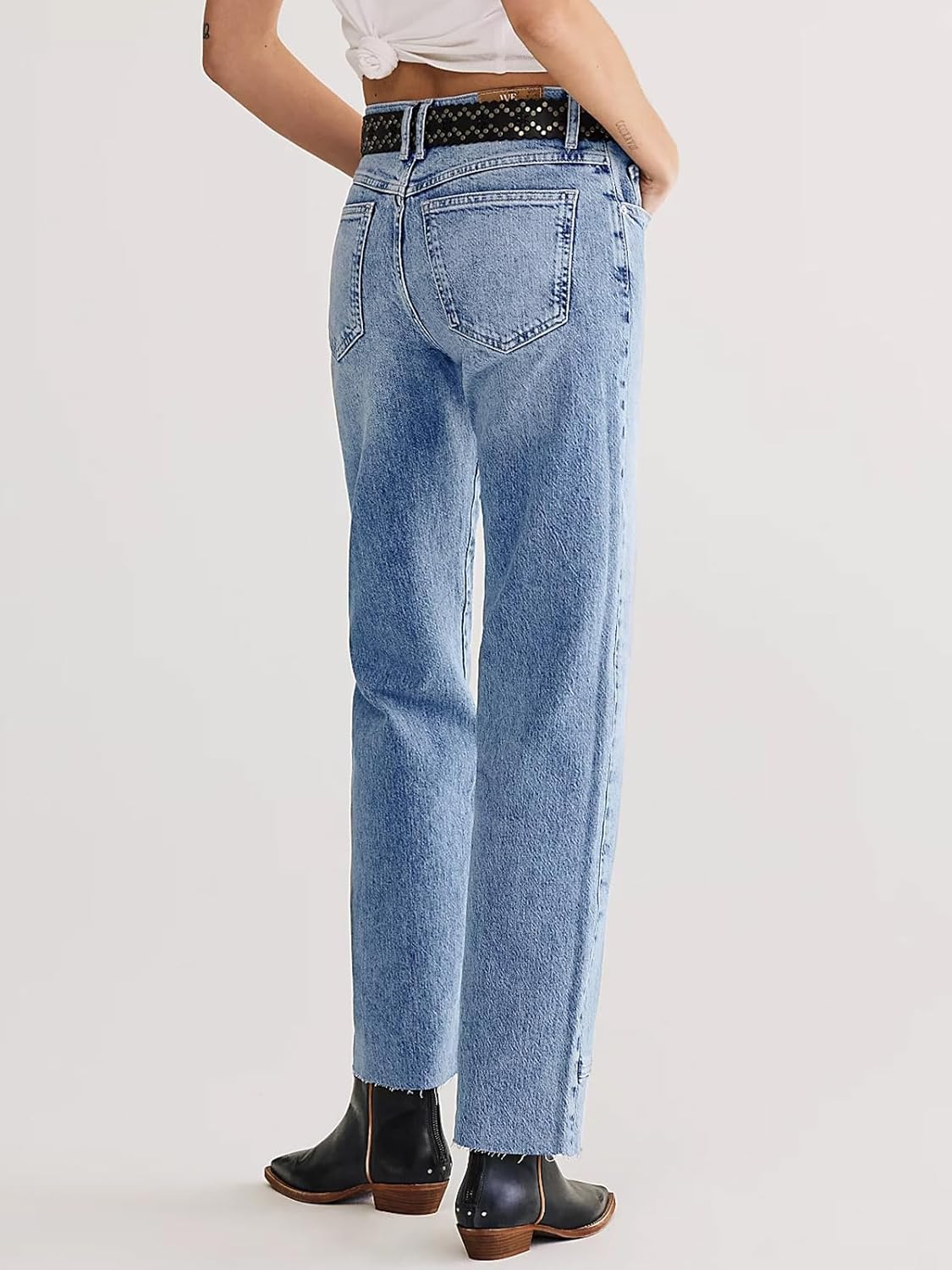 Cicy Bell Womens Straight Leg Stretchy Jeans High Waisted Front Seam Cropped Ankle Denim Pants with Pockets - Image 4