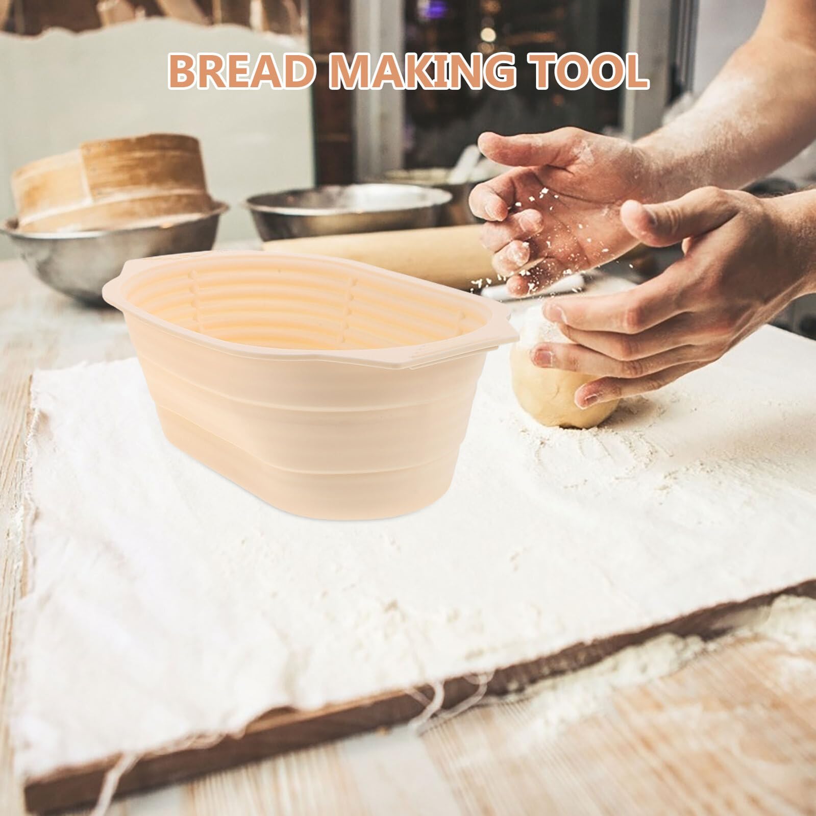 Cesta de Silicona para Fermentar Pan Tipo Banneton, Diseño Plegable, Gran Capacidad, Accesorios para Hornear en Casa