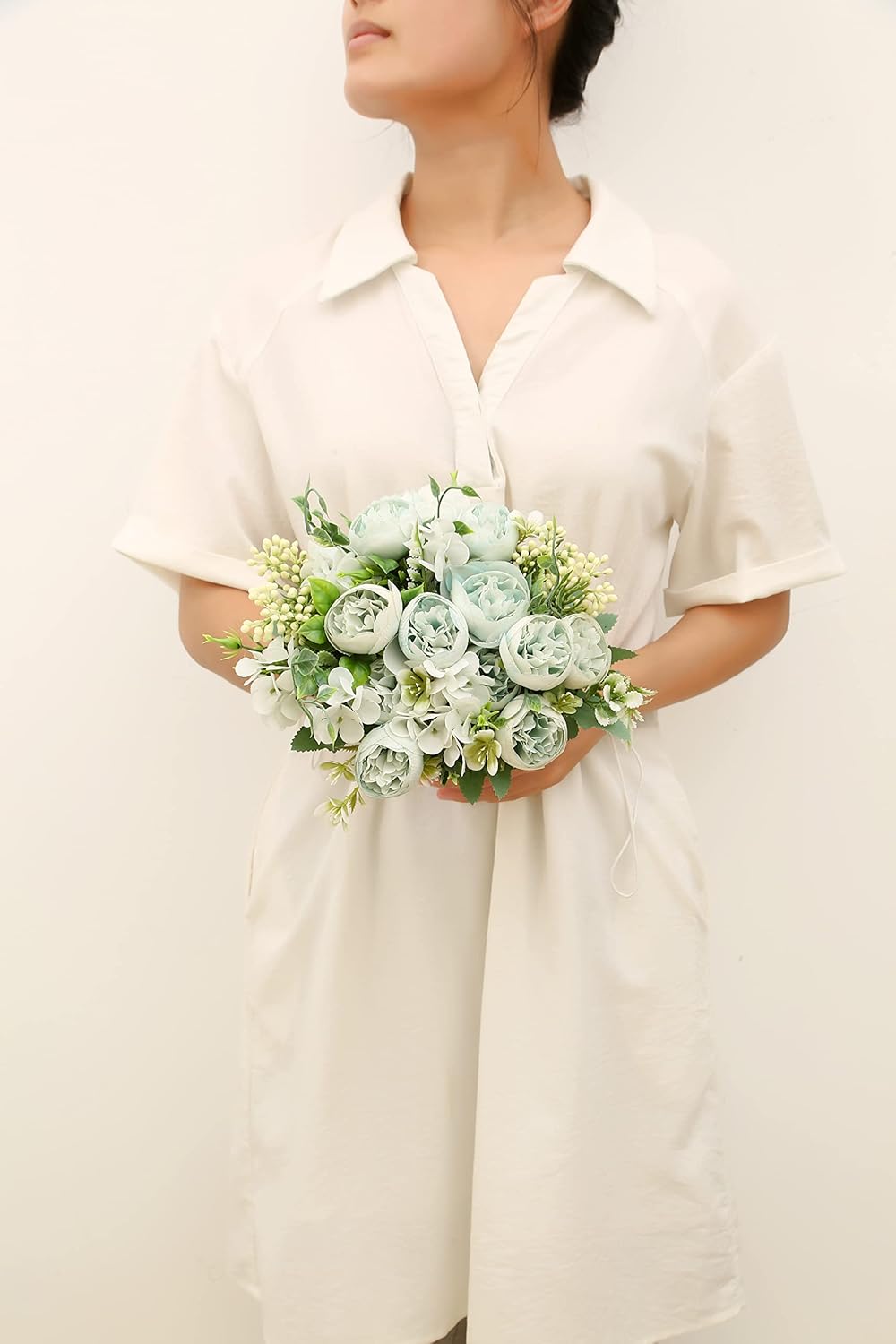 Artificial Flowers Fake Peony Silk Mini Plastic Bridal Flowers for DIY Wedding Bouquets Home Decorations 4 Packs(Light Yellow) - Image 5