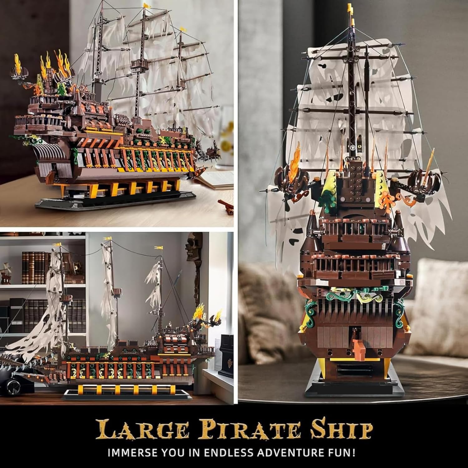Mould King Large Pirates Ship Model Building Blocks Kits, MOC Dutchman Building Block Pirate Ship Construction Set to Build, Toys Gift for Age 14+/Adult Collections Enthusiasts (4364+Pieces) - Image 3