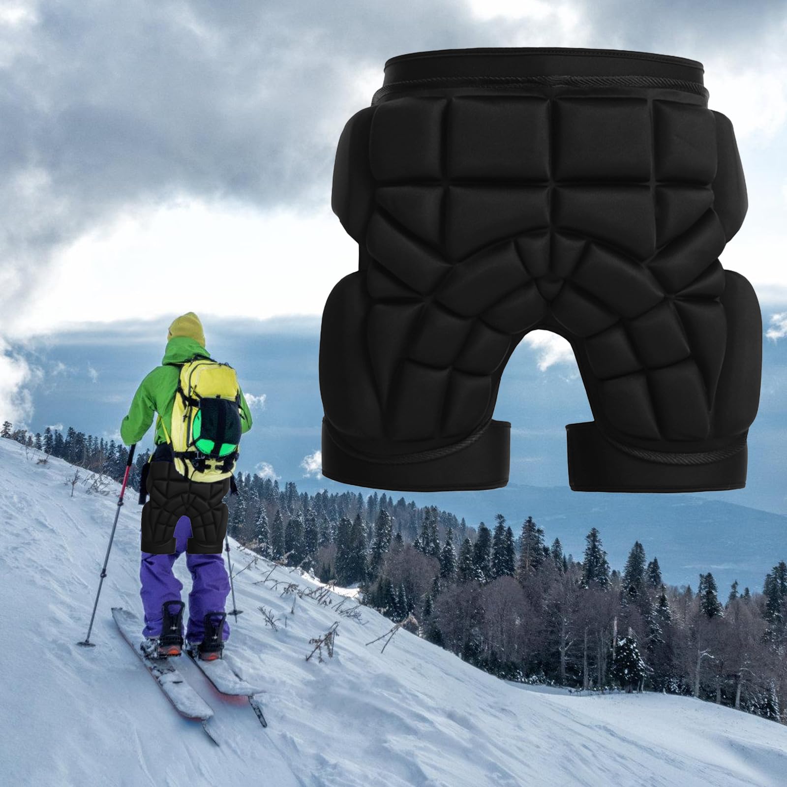 Bodyprox Pantalón Corto Protector Acolchado – Espuma EVA Para Cadera, Trasero Y Coxis – Flexible, Transpirable Y Ultraligero – Perfecto Para Snowboard, Esquí, Skate Y Patinaje