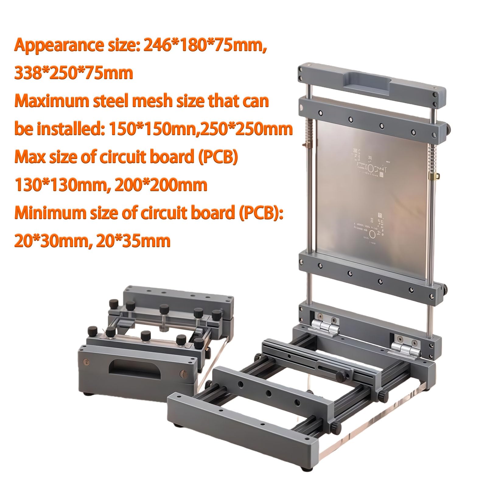 Mesa de impresión manual de pasta de soldadura, pequeña estación de impresión de malla de acero SMT con placa de apriete, raspador de 80 mm para prototipos de PCB de precisión