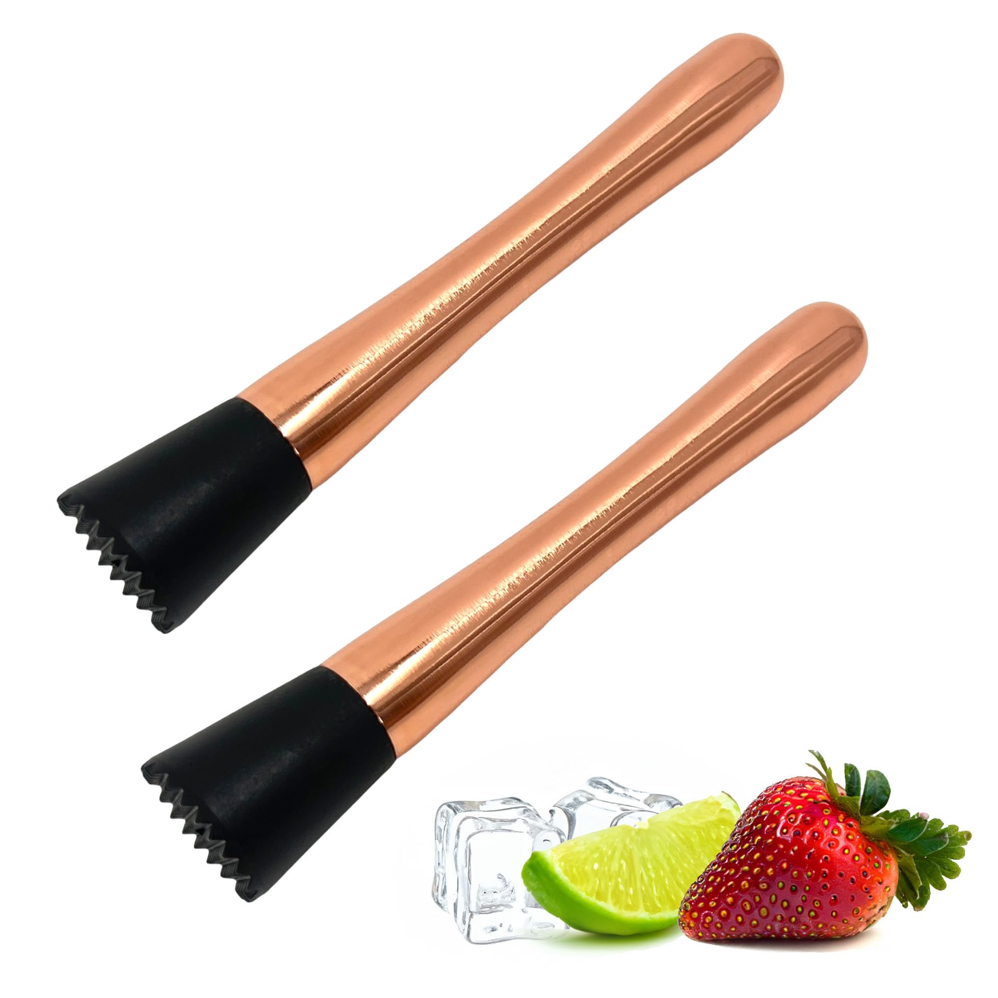 Chabrias Ltd Bar Muddler, Spoon, Stainless Steel Copper Finish, Cocktail Accessories & Tools (Copper Muddler Pack of 2)