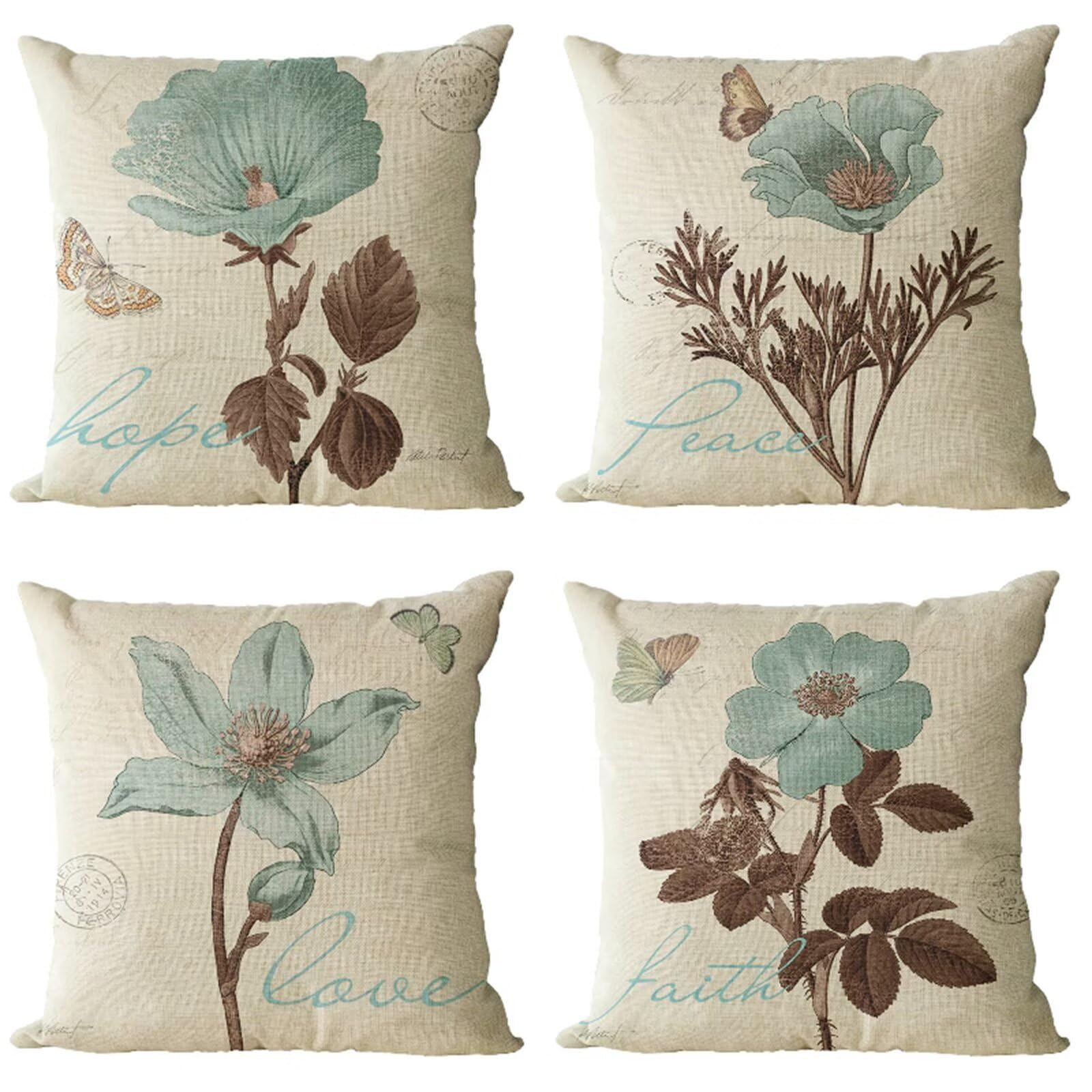 Housse Coussin Fleur 35x35 cm pour une Ambiance Vintage sur le Canapé du Jardin