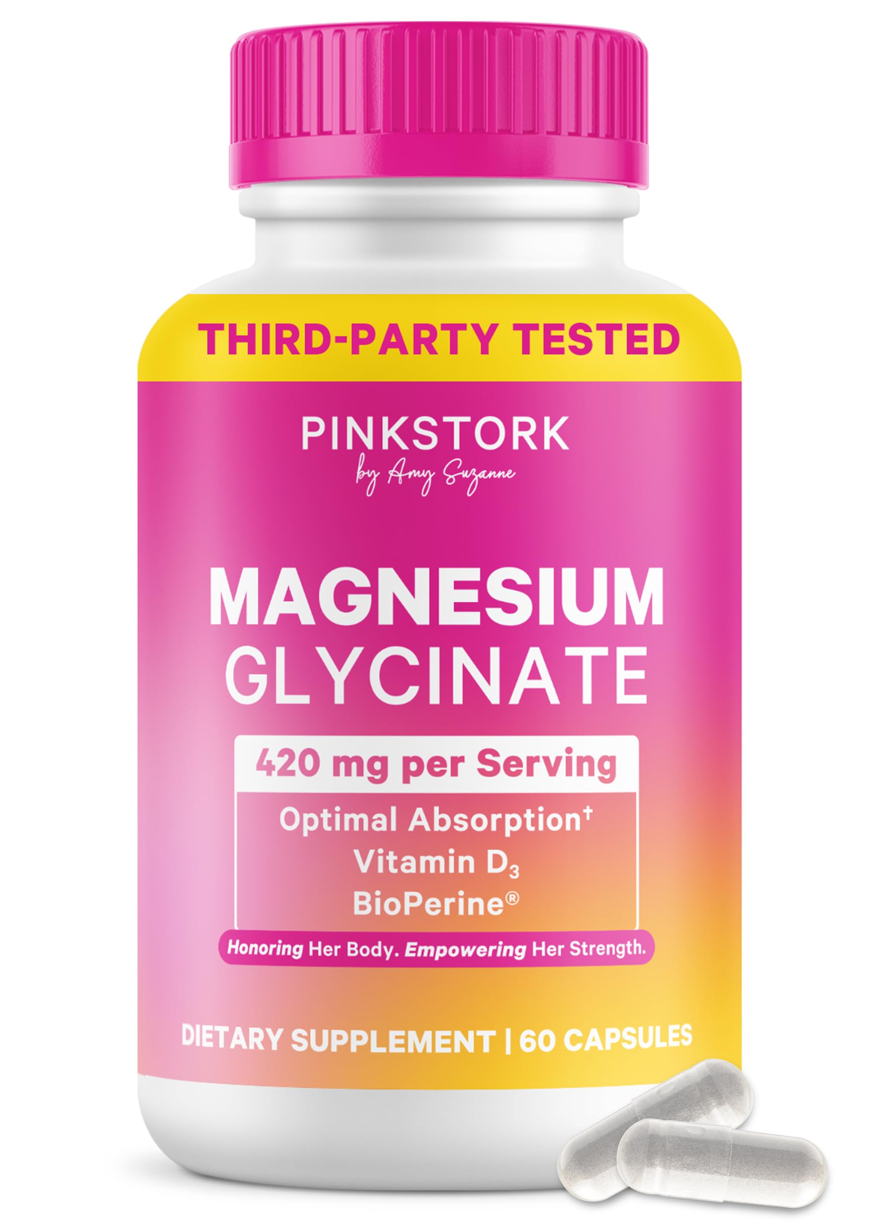 - Pink Stork Magnesium Glycinate with Vitamin D - Magnesium Supplement for Women to Support Natural Calm, Mood, and Sleep - Hormone Balance for Women - 60 Capsules, 1 Month Supply