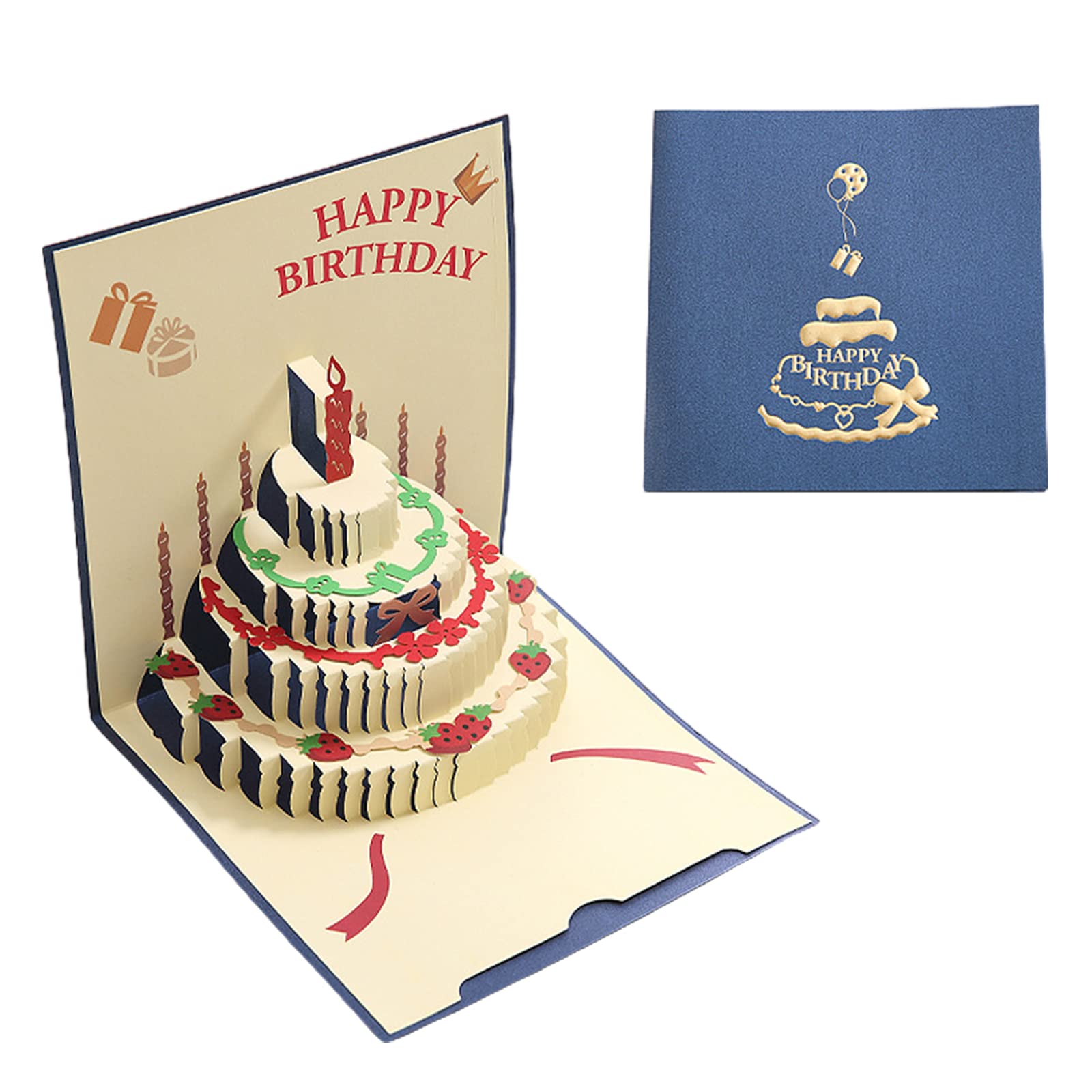 Biglietto di compleanno pop-up con torta di compleanno 3D, biglietto di auguri con torta, cartoline, regalo di compleanno per amico, moglie, marito, divertente biglietto di compleanno per uomo
