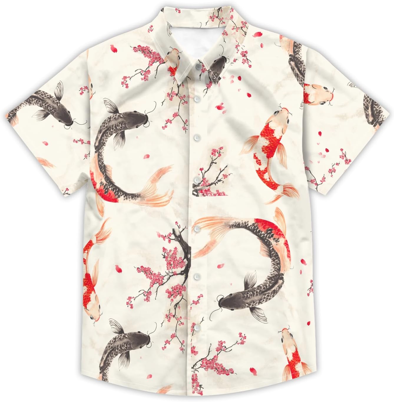 Men's Hawaiian Japanese Style Beach Tropical Short-Sleeve Holiday Print Funny Shirt Casual Button Shirt Unisex.