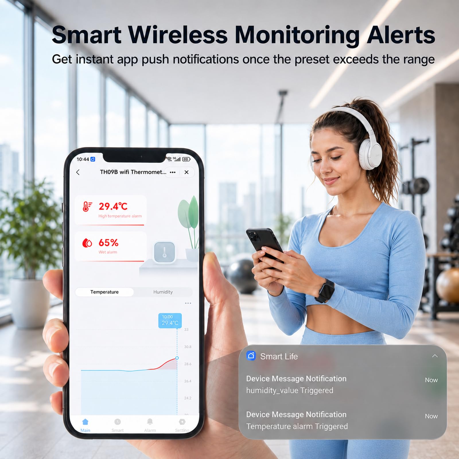 Termometro igrometro Wi-Fi per interni, misuratore di umidità con allarmi app | Compatibile con Alexa, retroilluminazione a LED, memorizzazione dati, termometro digitale per casa, serra, cantina