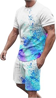Mens Jogging Suits Sweatsuits Sets Summer Short Sets 2 Piece Outfits Casual Printed Tracksuits Workout Sets for Men