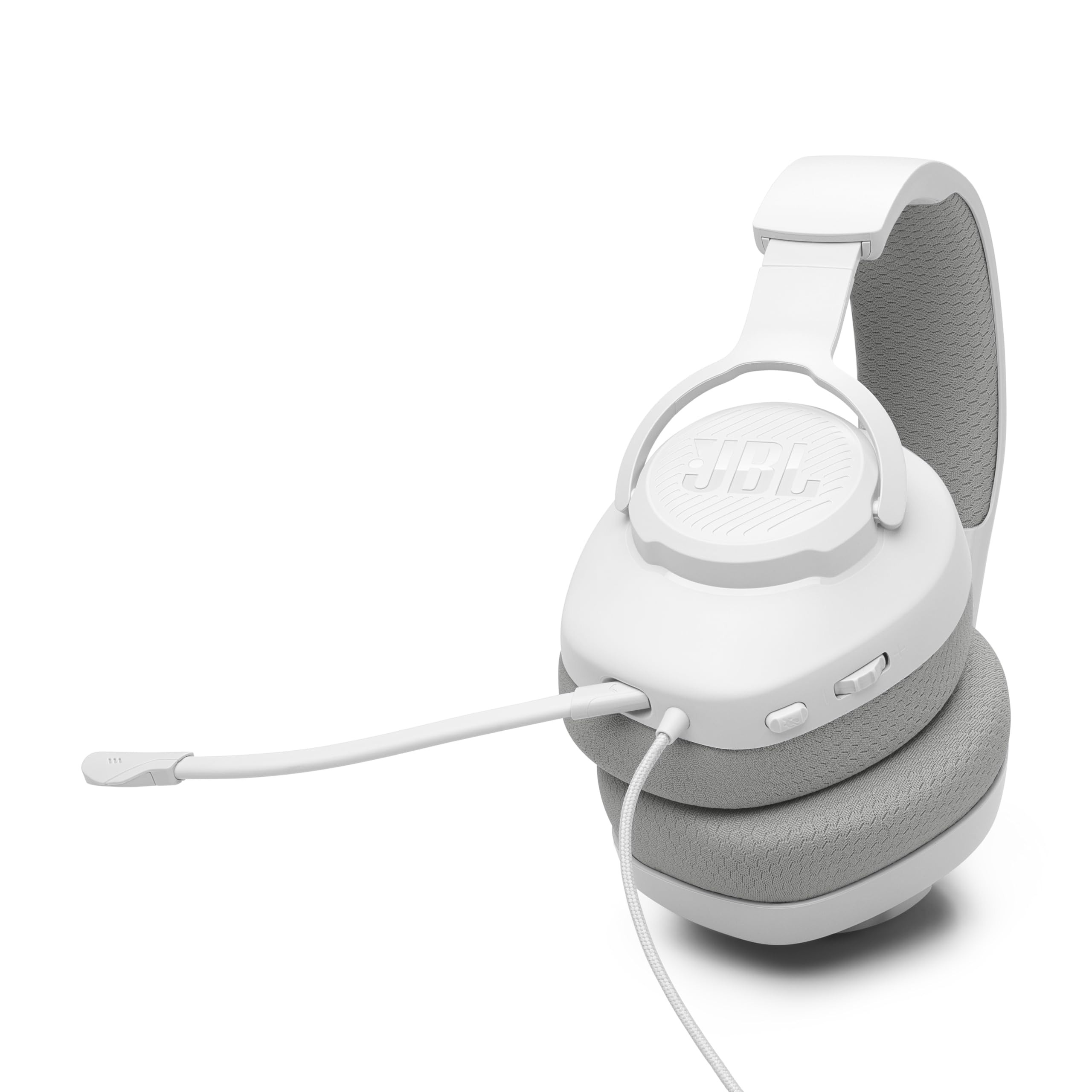 JBL Quantum 100M2 - Auriculares para Juegos con Cable omnidireccional, micrófono Desmontable con opción de Silencio y Almohadillas de Espuma viscoelástica Cubiertas de Tela, compatibles con Todas Las