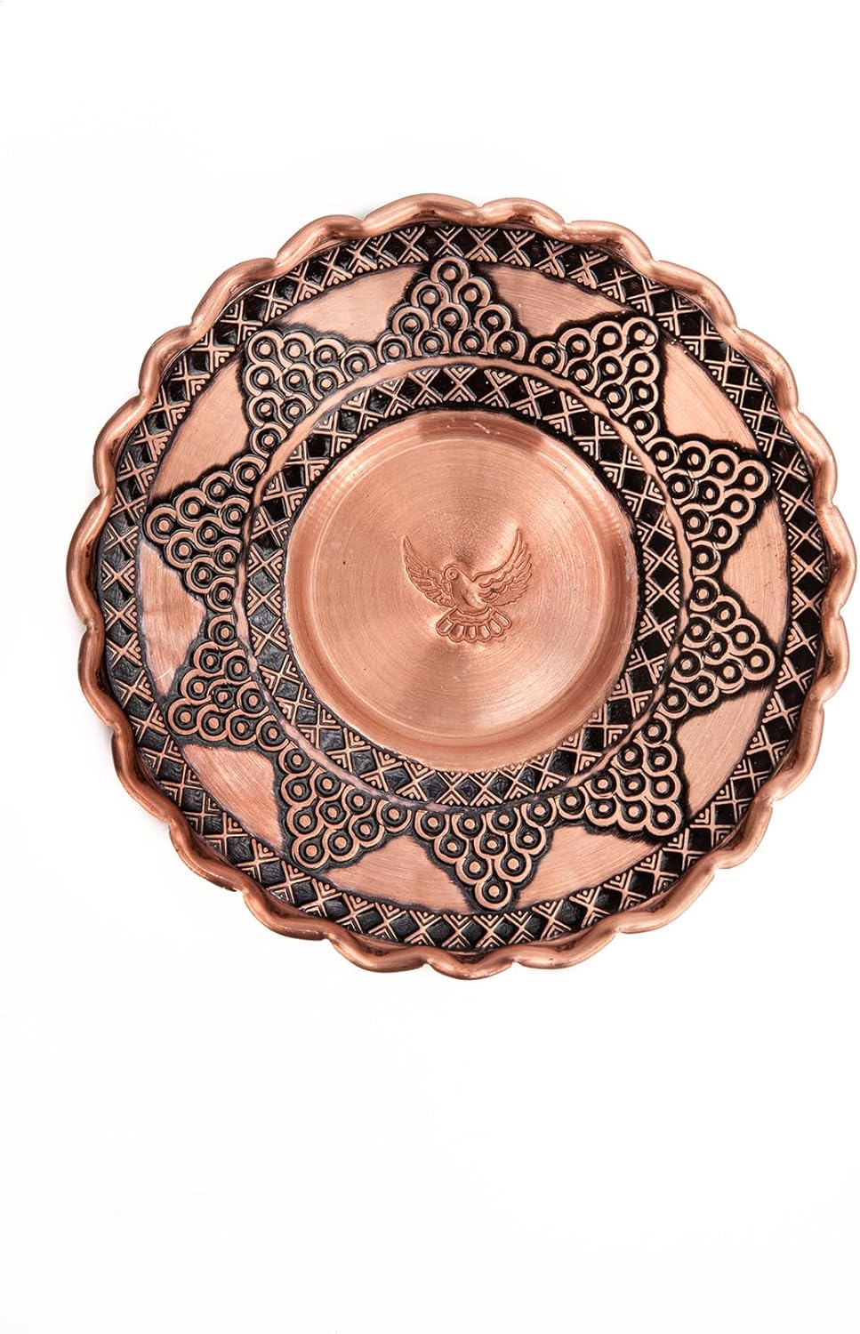 SODEF Gaziantep Copper Tea Saucer Grape Embroidered (1 Piece) 7.9 inch - Copper, One Size