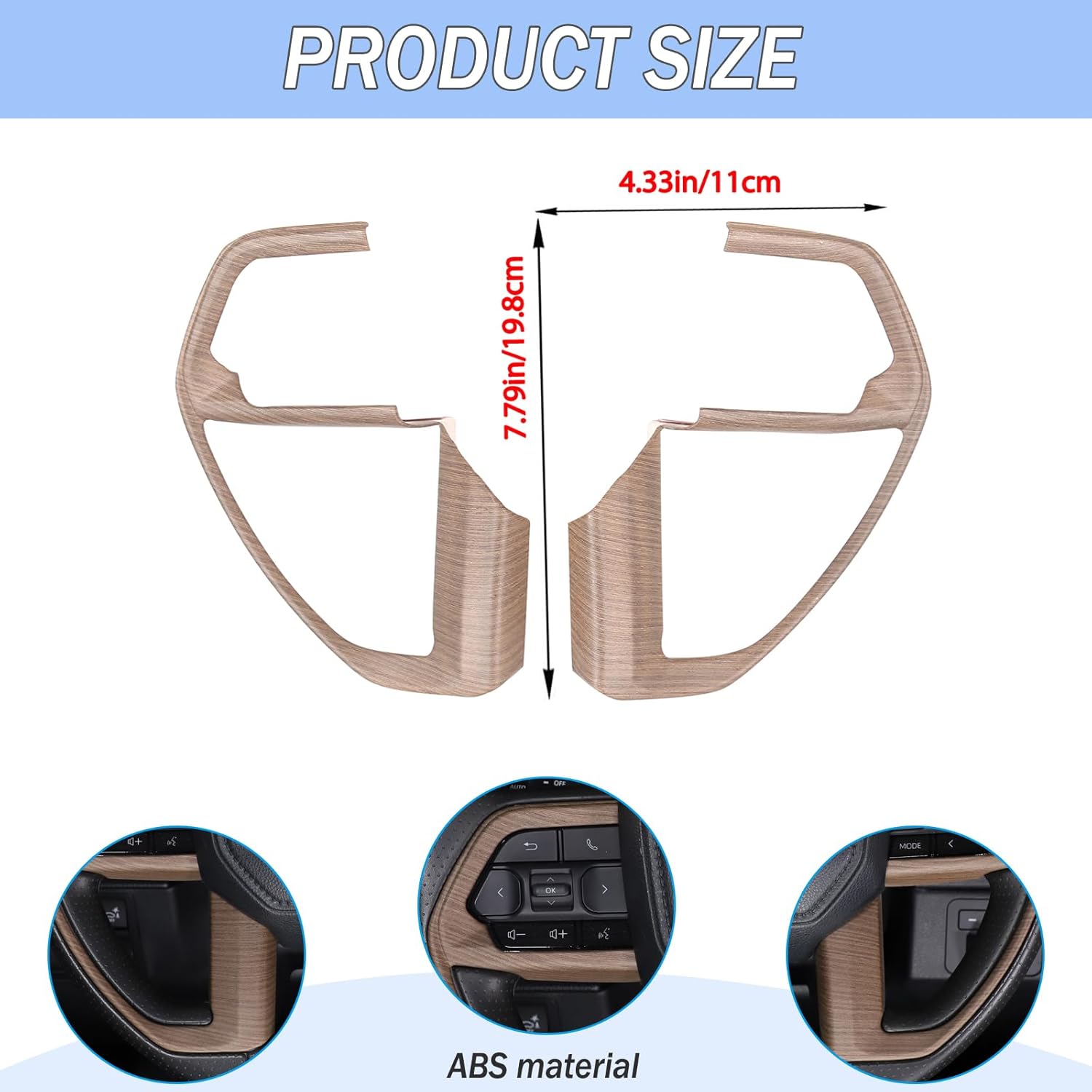 Aunginsy Center Console Steering Button Panel Trim Cover Compatible with Toyota Tundra/Sequoia 2022-2026 Tacoma 2024+, Central Control Steering Panel Decorative Frame Protector Sticker ABS Accessories