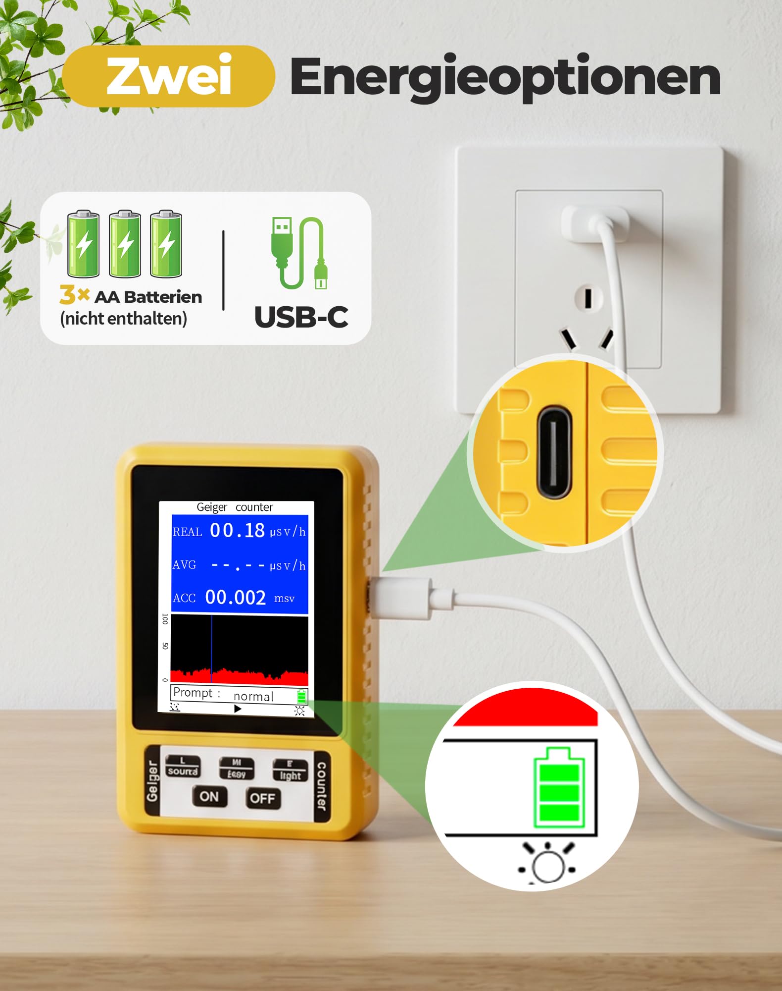 4w1 Licznik Geigera z miernikiem EMF – wykrywa promieniowanie gamma/beta/rentgen oraz pola elektromagnetyczne (EF/MF/RF), z Alarmem i Wyświetlaczem LCD do Domu, Podróży i Zastosowań