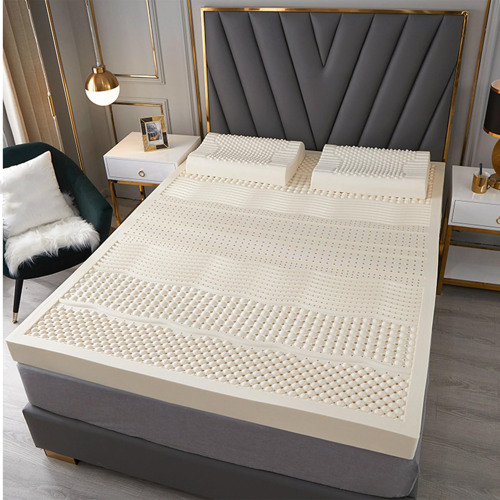 Matelas en latex naturel 180 x 200 cm – Design nid d'abeille respirant, doux et de table, ne se déforme pas, parfait pour un soutien réparateur – Idéal pour tous les Spers