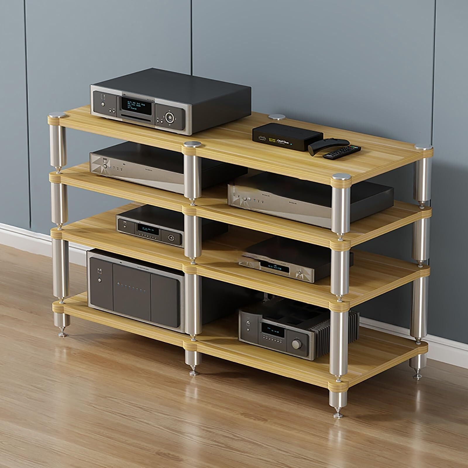 Mensola AV per proiettore, lettore DVD, console di gioco, portatile, supporto e organizer per intrattenimento, elegante design bianco per l'installazione di home theater