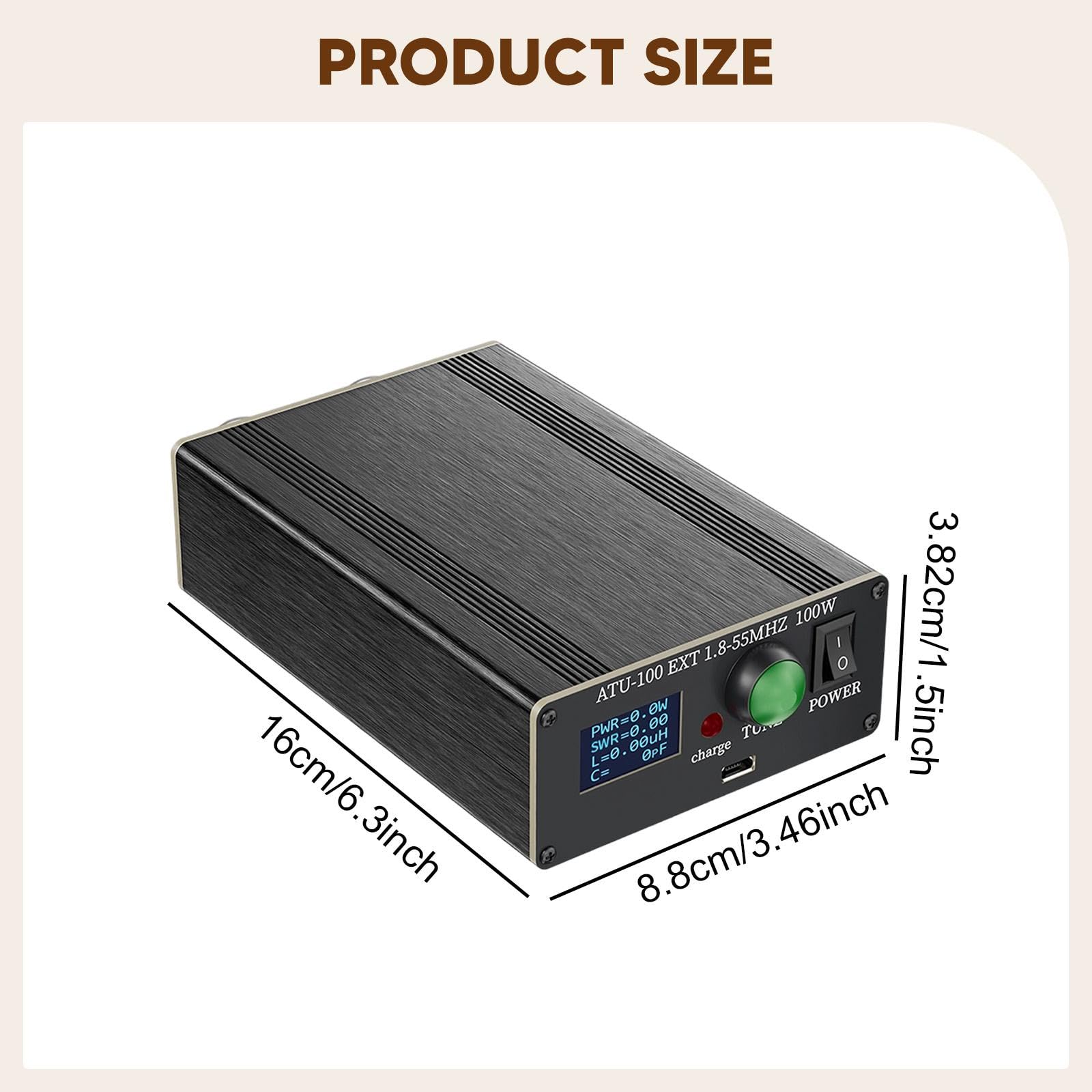 Sintonizador de Antena automático Atu-100 Pro, aleación de Aluminio, Compacto, Carga USB C, ensamblado, 1.8-55 MHz para Radio