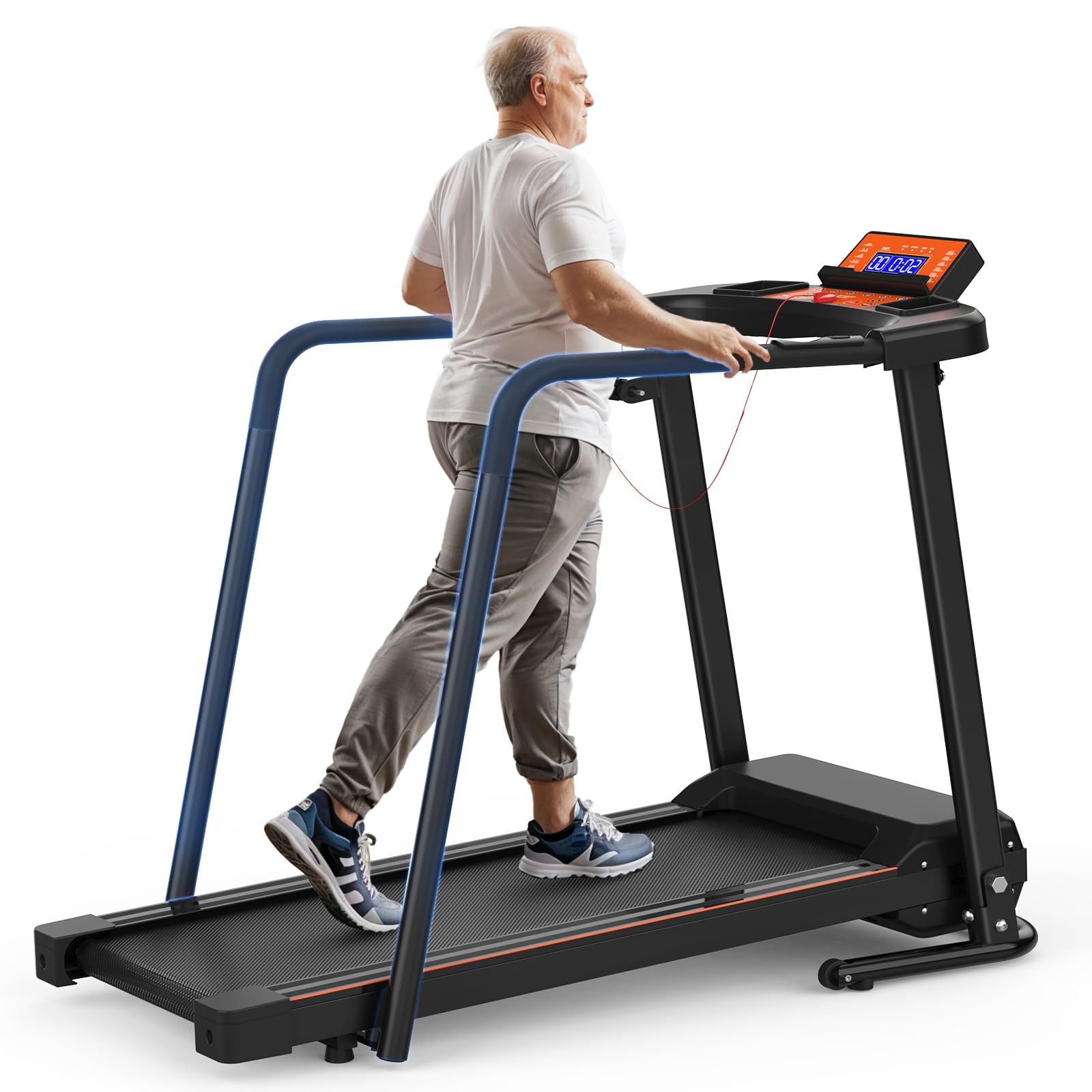 Tapis de Marche Senior, Longues Barres de Maintien, Grand écran LED, 135 kg