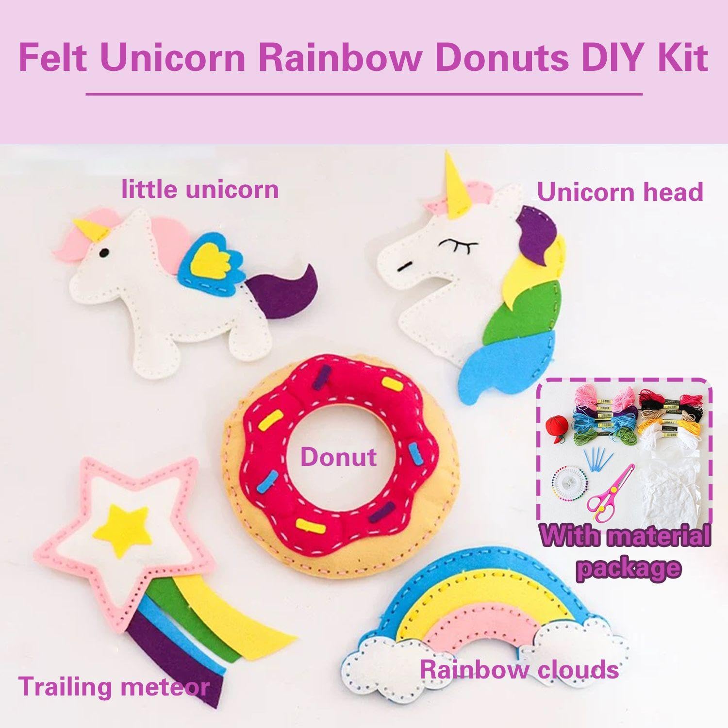 WUFGWBD 1 Rainbow Horse Sewing Set, 2 Pieces Rainbow Horse Keychains, Diy Craft Sewing Accessories - Image 4