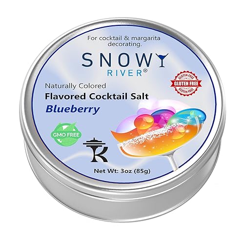 Snowy River Sal de cóctel con sabor natural (lata de 1 x 3 onzas), sal de margarita coloreada y saborizada, rimmer de bebidas, sal de bebida, sal