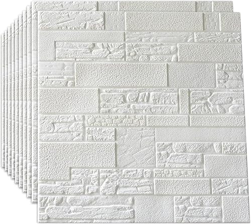 Paquete de 10 paneles de pared de ladrillo 3D para despegar y pegar, papel tapiz autoadhesivo de espuma de piedra sintética para decoración de
