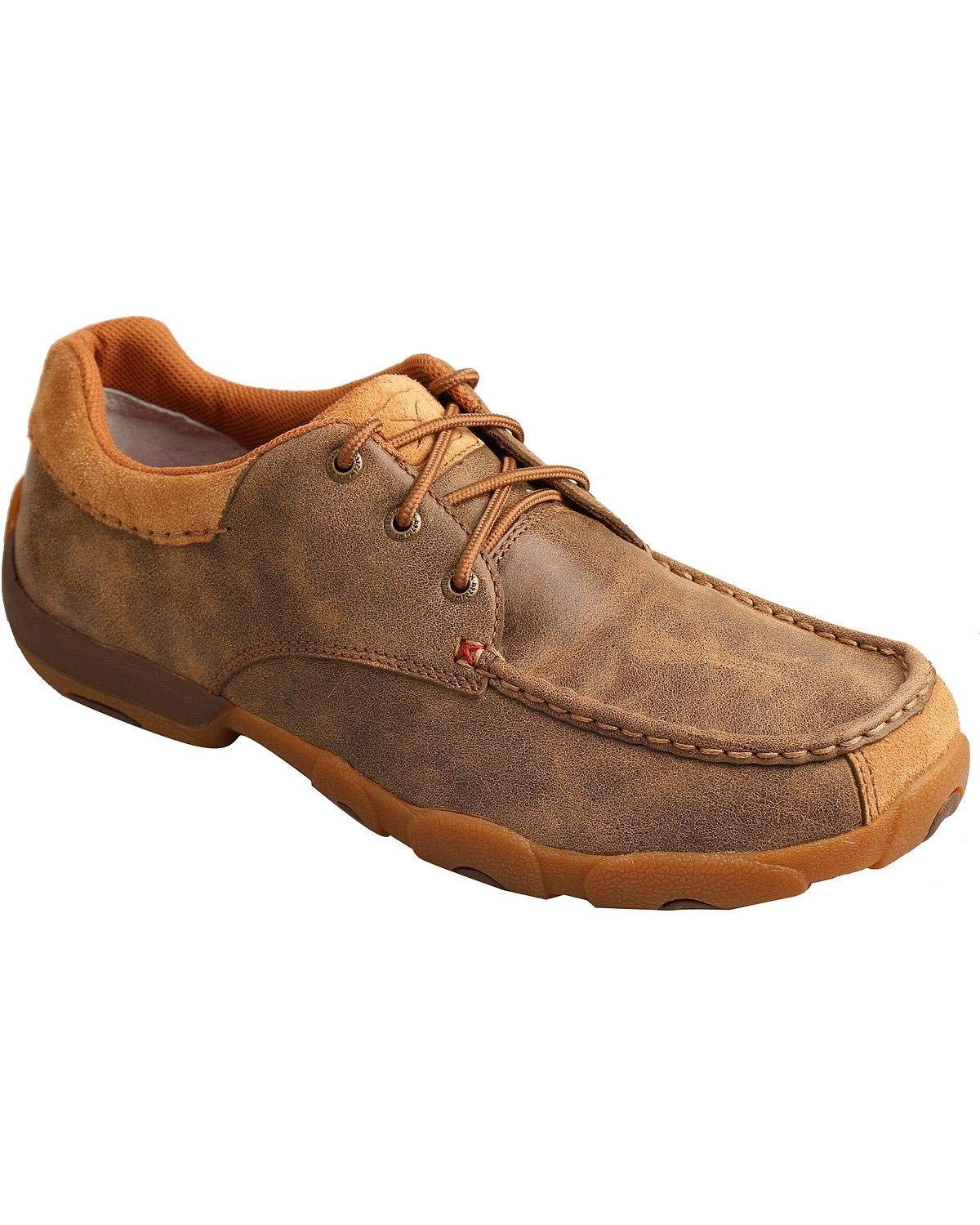 Twisted X Men's Smooth Leather Driving Mocs Moc Toe Brown, 7.5 M