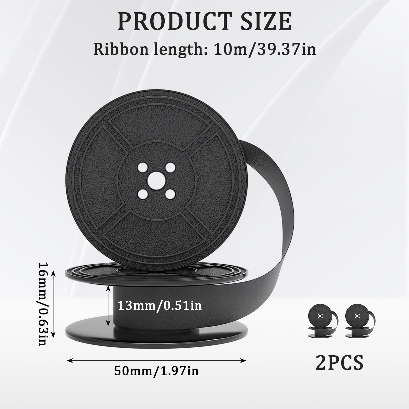 Schreibmaschinenband Nylon 2x Schreibmaschinen Farbband 10m | Schwarz Für DIN 2103 32755 10 Meter Nylonband Schreibmaschine