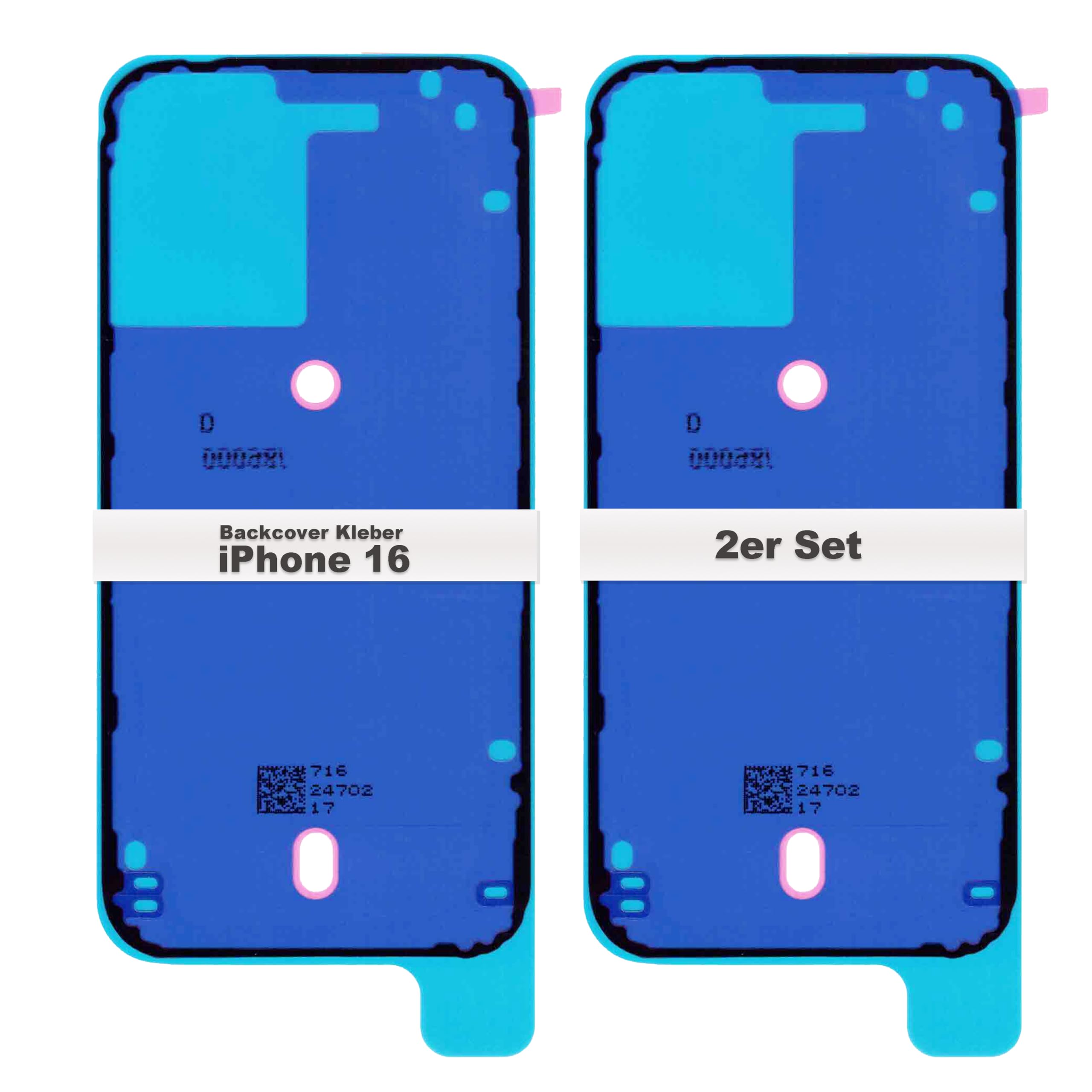 Set di 2 adesivi di ricambio per iPhone 14, 15, 16 Plus, Pro Max, per cover posteriore e custodia, impermeabili, per iPhone 16