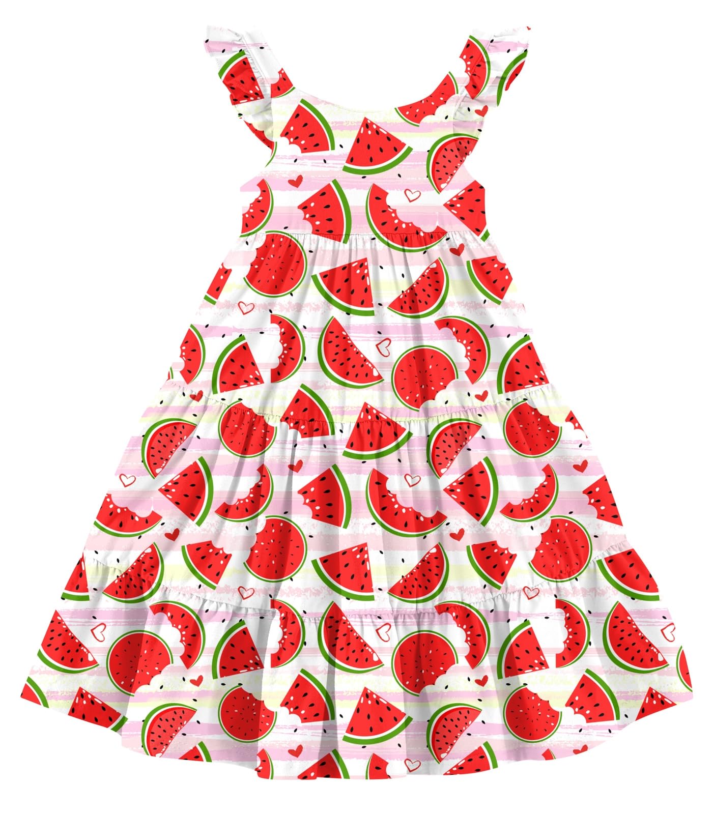 Toddler Dresses Girls Summer Floral Ruffle Sleeve Sundress Casual Sleeveless A-Line Playwear Dress 2-8 Years