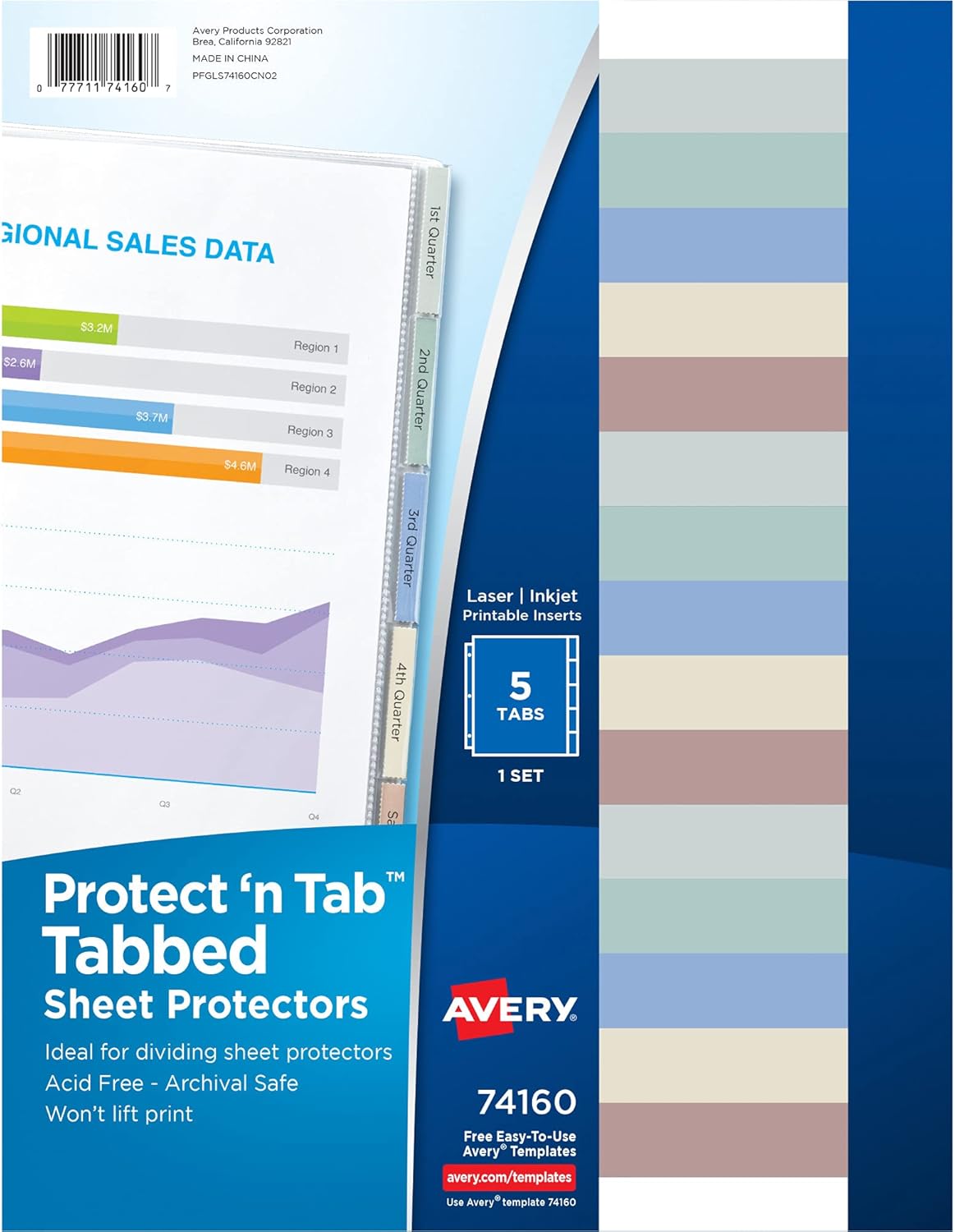 Avery Clear Protect 'n Tab Tabbed Sheet Protector Dividers, 5Tab Set, Top Load, 5