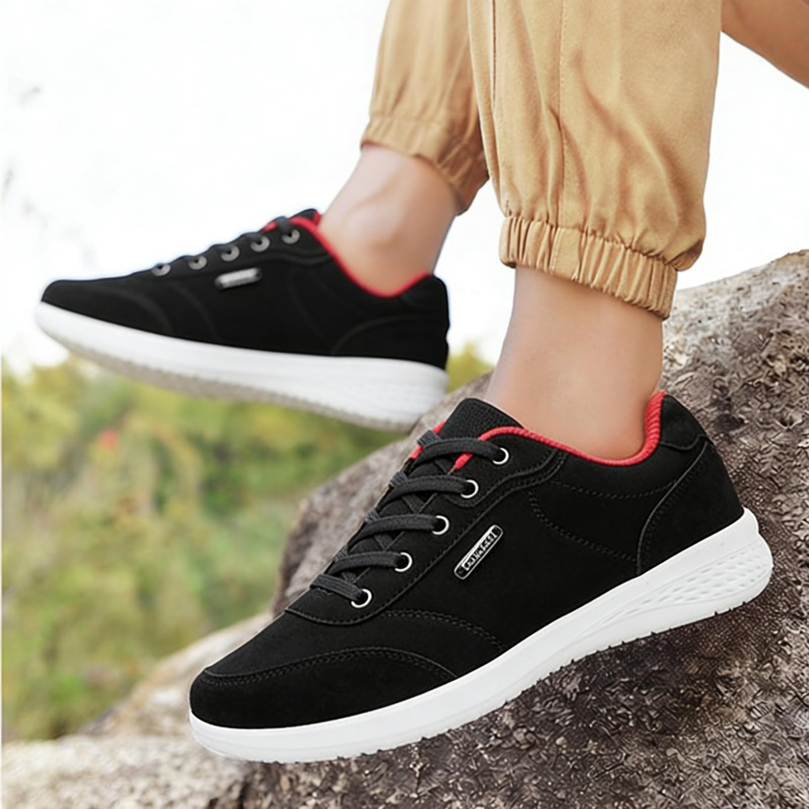 Zapatillas de correr ligeras para hombre, con amortiguación, resistentes al agua, zapatillas deportivas para hombre, gimnasio, exterior, con cordones, antideslizantes, para trekking, para correr