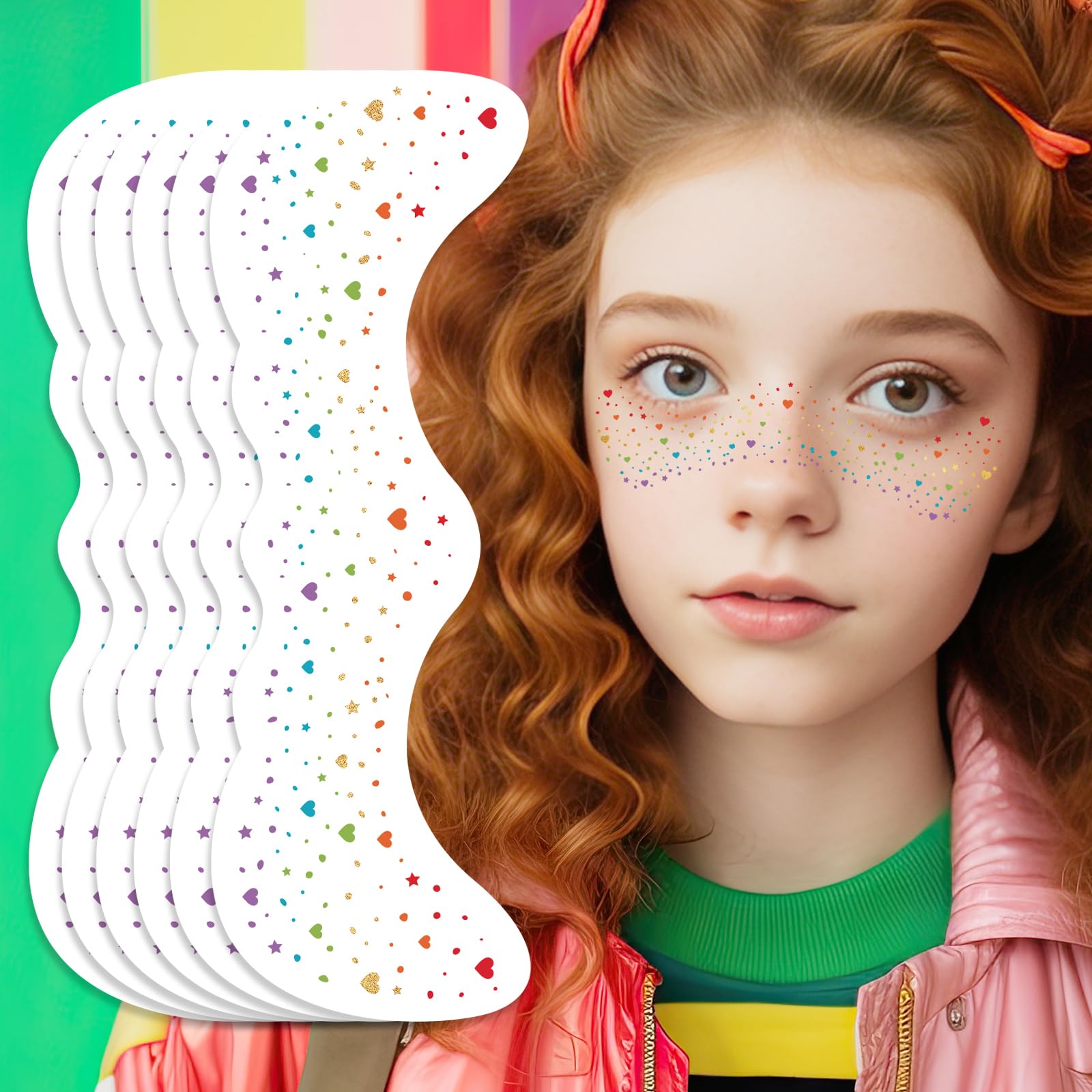 Ovasorve Pride Heart Freckles Face Tattoo