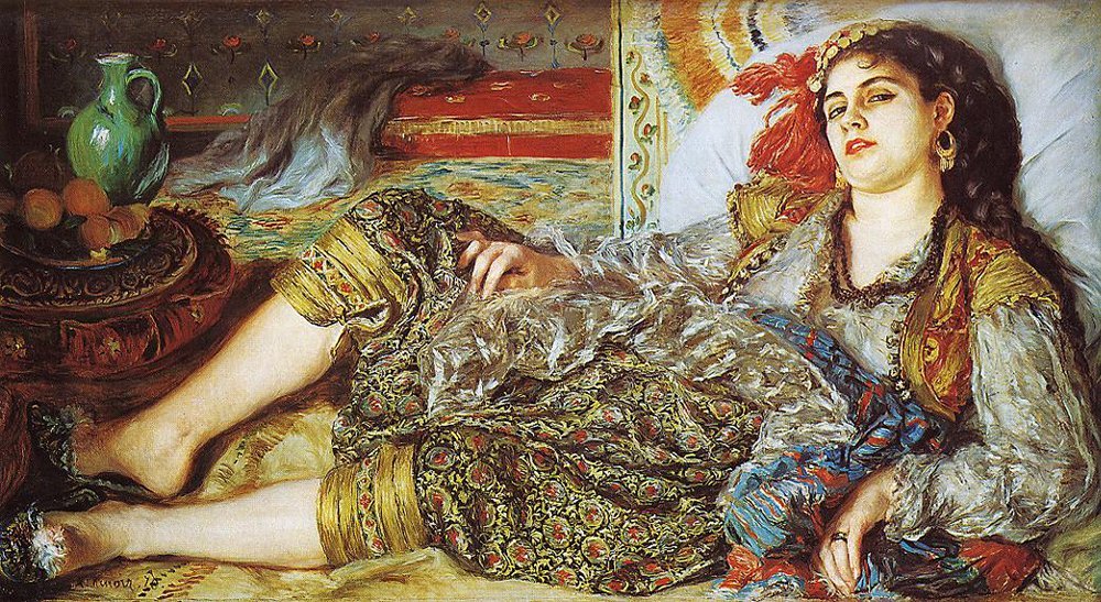 Lámina La Femme d'Alger de Renoir, cuadro mediano mate para un salón elegante