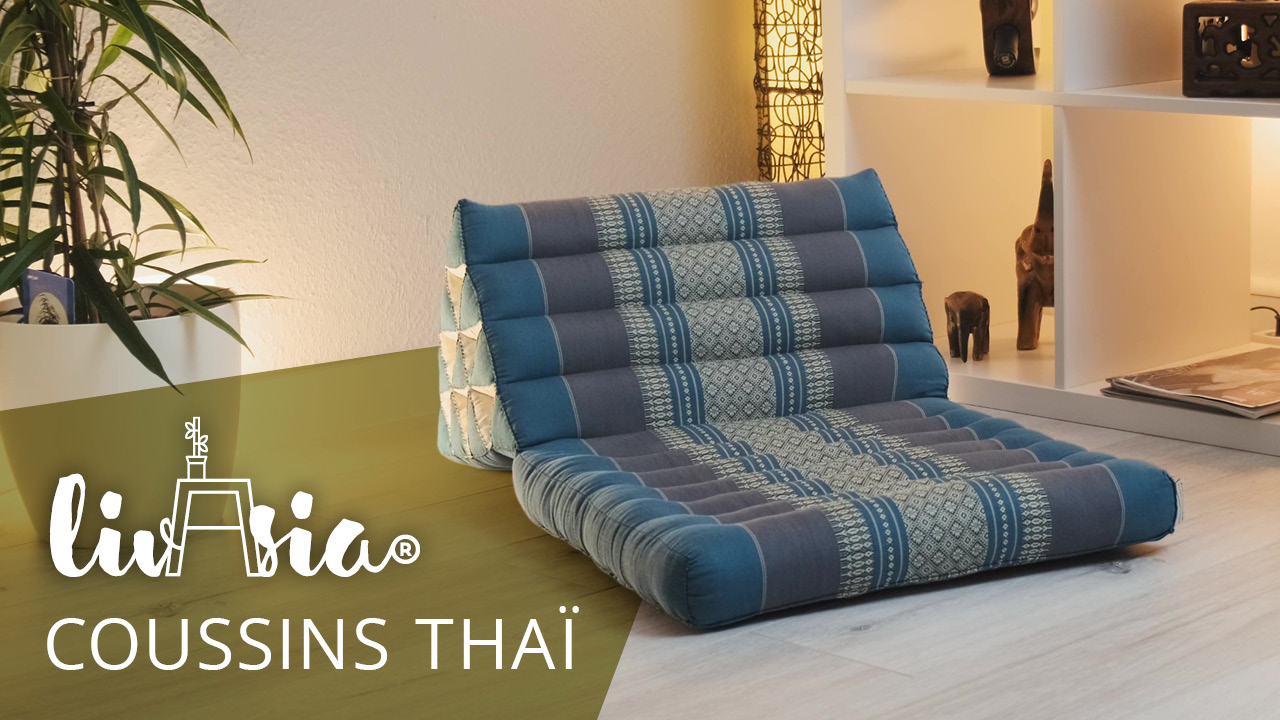 Coussin Thaï Livasia 3 Blocs En Kapok Naturel | Matelas Pliable Détente | Fait Main