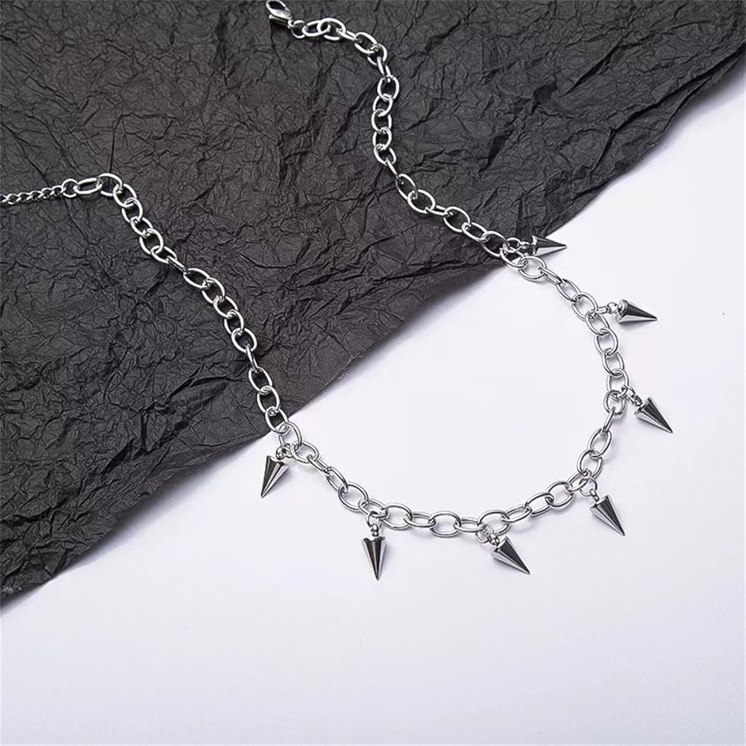 Punk Spike Choker Necklace Vintage Personalized Rock Rivet Bullet Y2k Grunge Chunky Silver Chain Necklace for Men Women Goth Halloween Christmas Party Hip Hop Streetwear Night Club Fashion Jewelry Gifts - Image 6