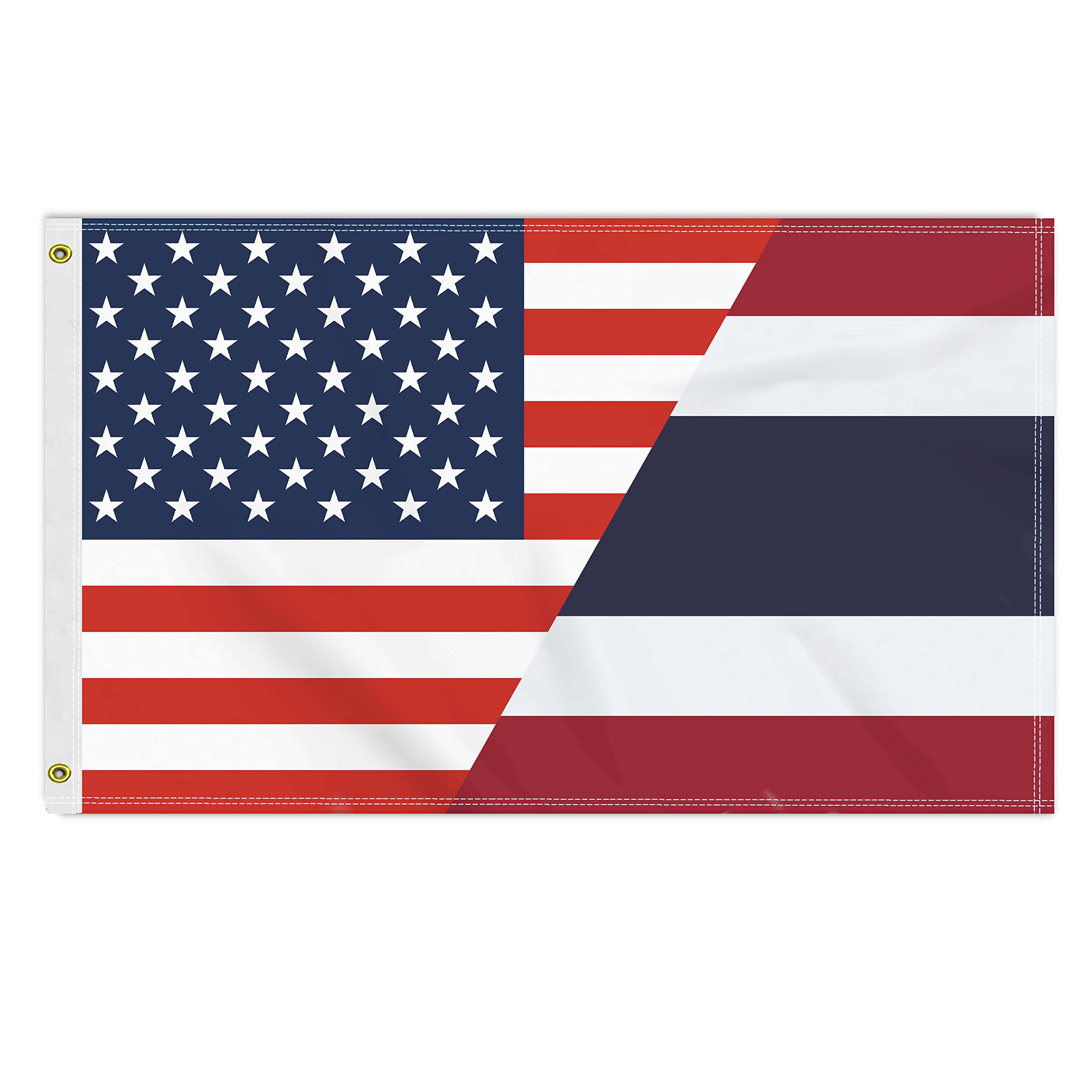 View 1 of ***STOCK PHOTO FOR REFERENCE ONLY***3×5 FT USA Thailand Flag, Large 150D America Thai Outdoor Banner,Thailander Double Side Printing Decor For Patio Garden With Brass Gromment