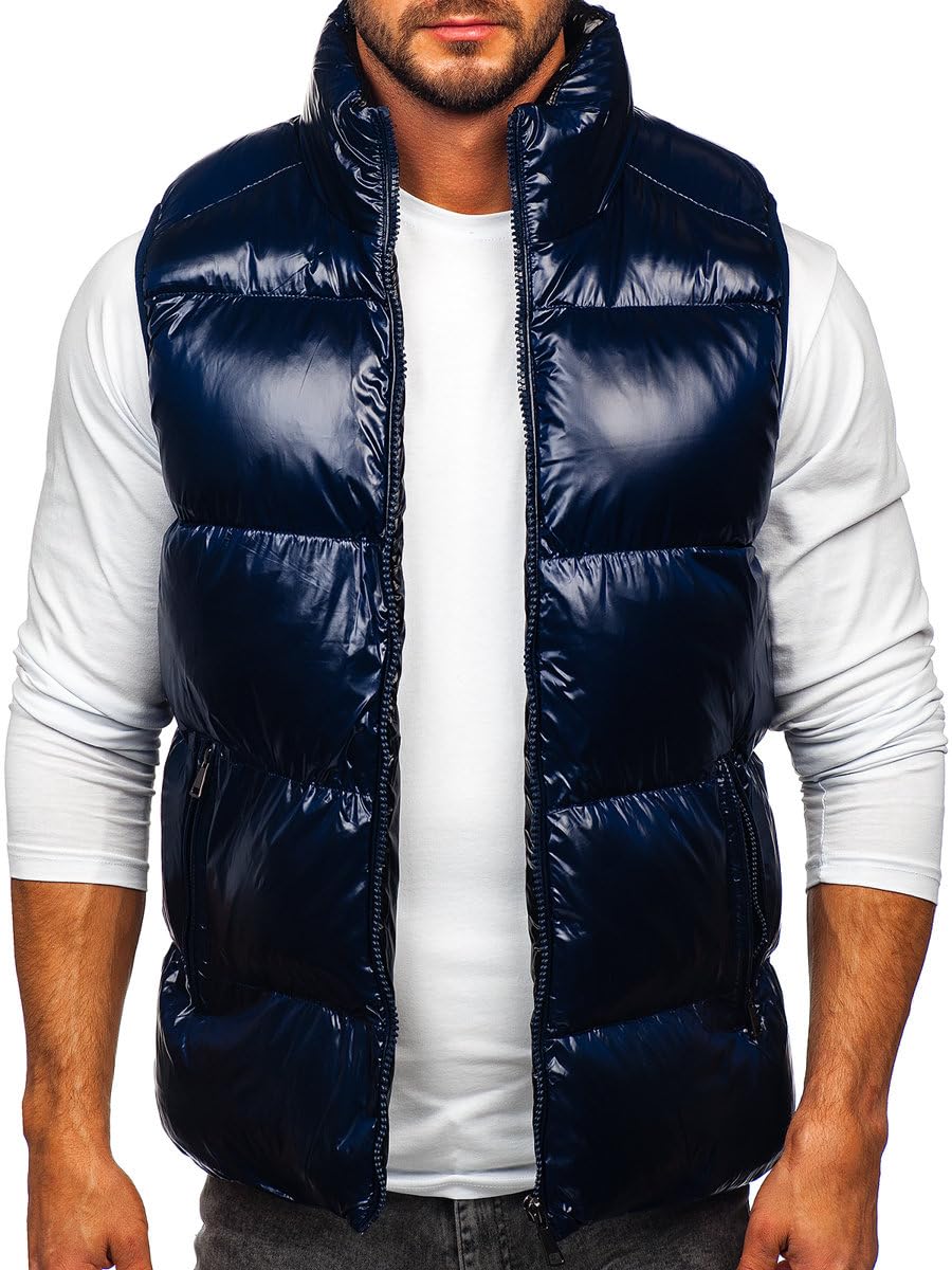 BOLF Uomo Gilet mezza stagione Autunnale Primaverile Trapuntato Cappuccio a zip Piumino Cerniera lampo Tempo libero Sport Fitness Basic Outdoor Style Mix 1U1