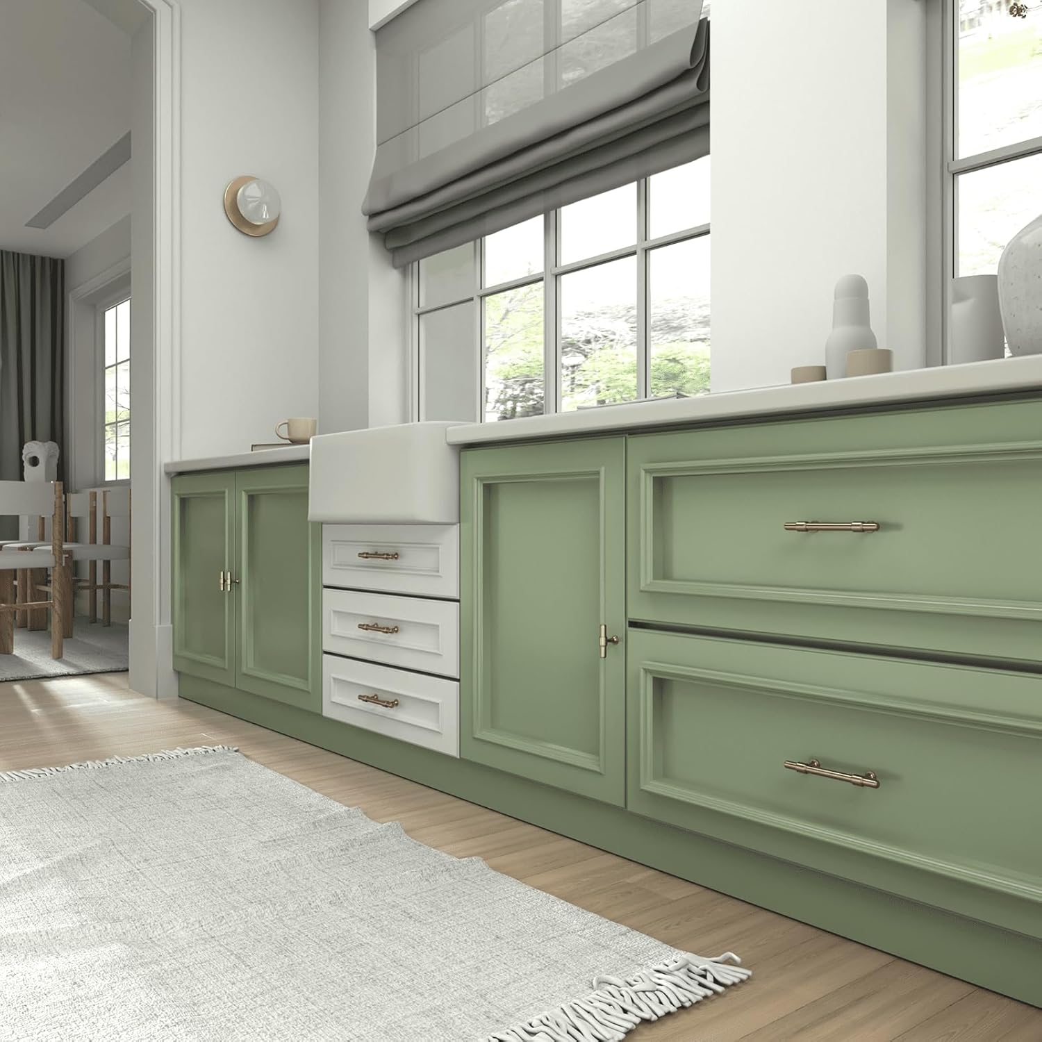 Haliwu 20 Pack Champagne Bronze Cabinet Pulls, 3 Inch Hole Center Drawer Pulls, Champagne Handles, Zinc & Aluminum Alloy Brushed Finish, Hardware for Bathroom and Kitchen