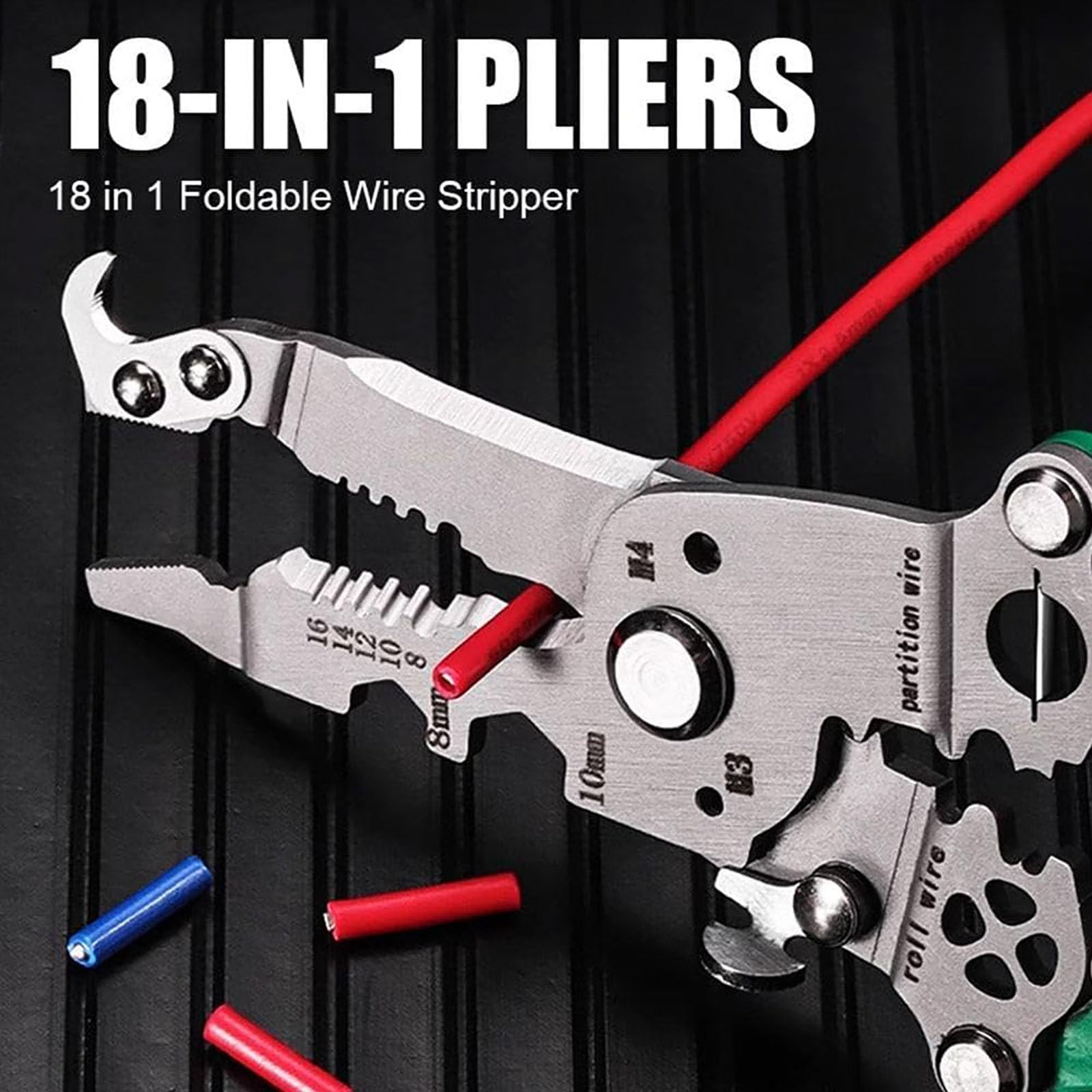 18-in-1 Foldable Multitool Wire Stripper & Cutter – Portable Tool For Electricians & DIY