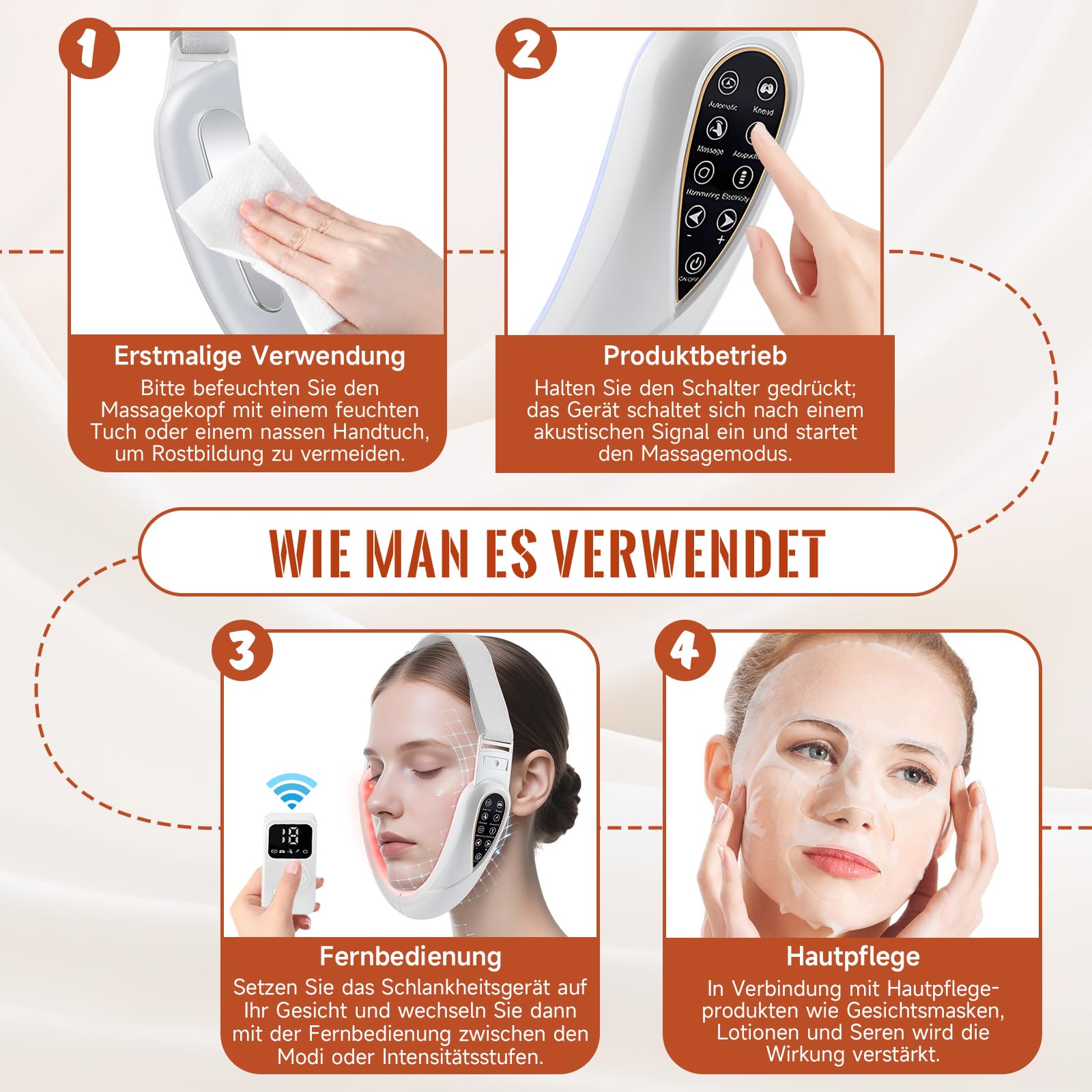 Elektrisches V-Face-Shaping-Massage, 5 Modi & 15 Intensitätsstufen, Gesichtsmassagegerät, entfernt Doppelkinn, schafft eine definierte Kieferlinie.