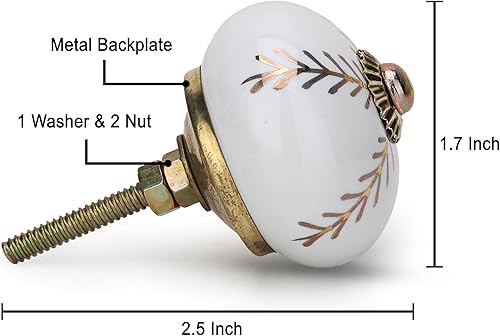 Miniatura 3 de Craft Trade Perillas de armario para cajones y muebles, pomos de cerámica surtidos con diseño floral antiguo, pomos de cocina multicolor para