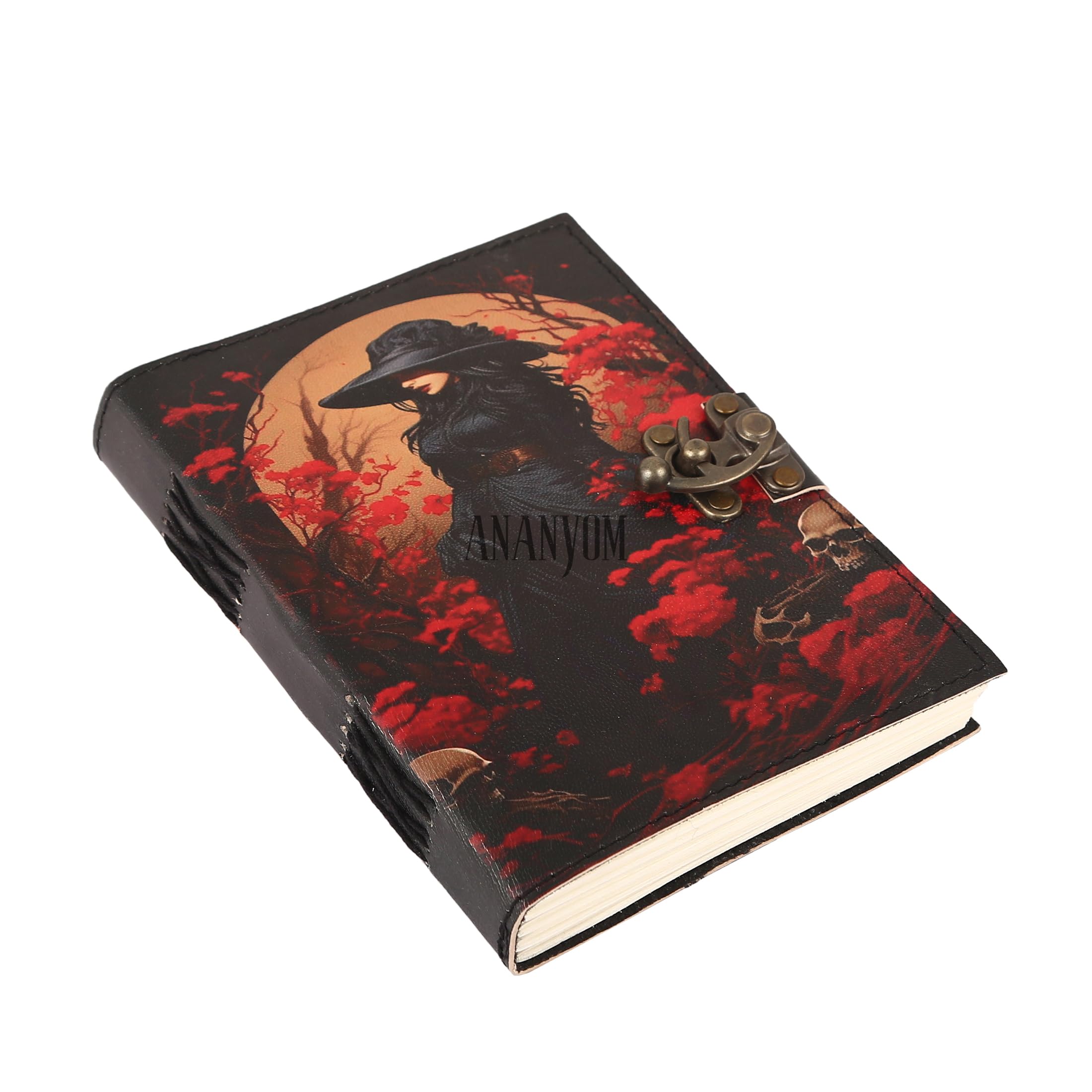 ANANYOM Leather Journal Notebook for Writing Gift Set, Arciero Storica vintage Leather Journal (Multi colour) Notebook With 200 Blank White Paper, Unruled, Brass Clasp Lock Journal for Women