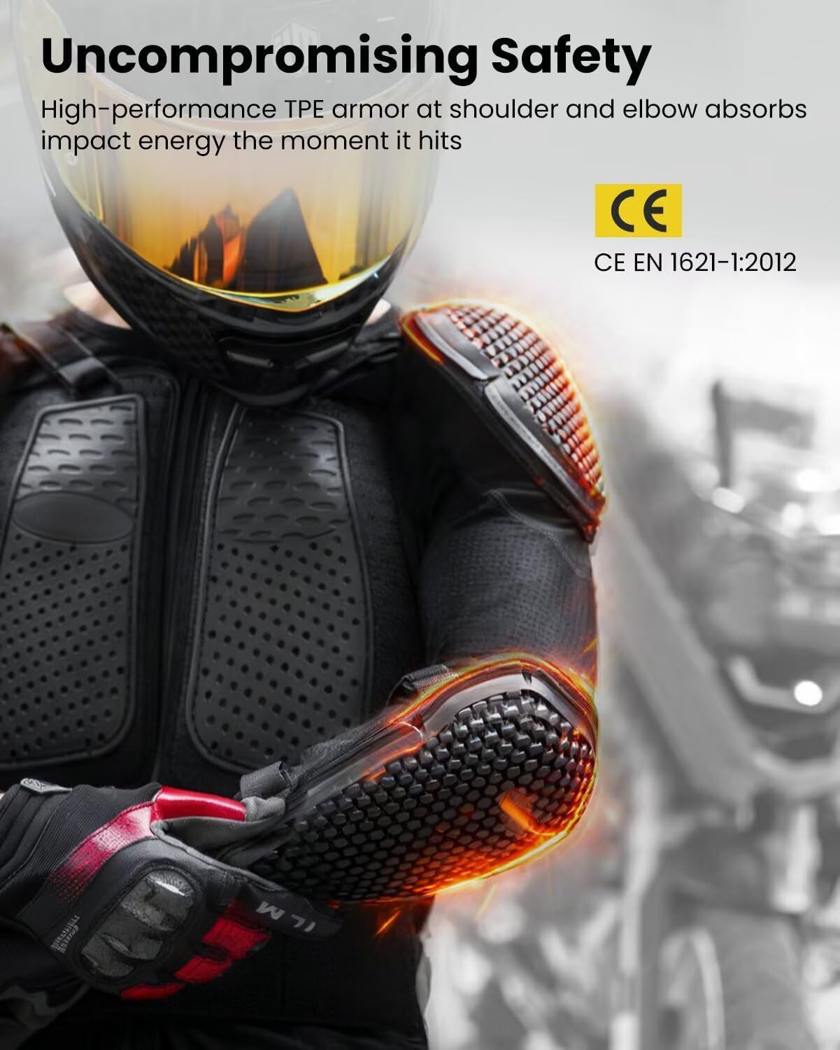 ILM Motorcycle Full Body Armor Jacket CE Chest Spine Protective Gear Men Motocross Riding Model JA1